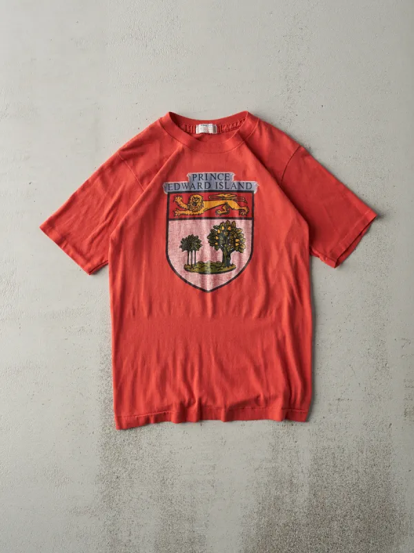 Vintage 70s Faded Red Prince Edward Island Single Stitch Tee (XS) sold by Rebalance Vintage