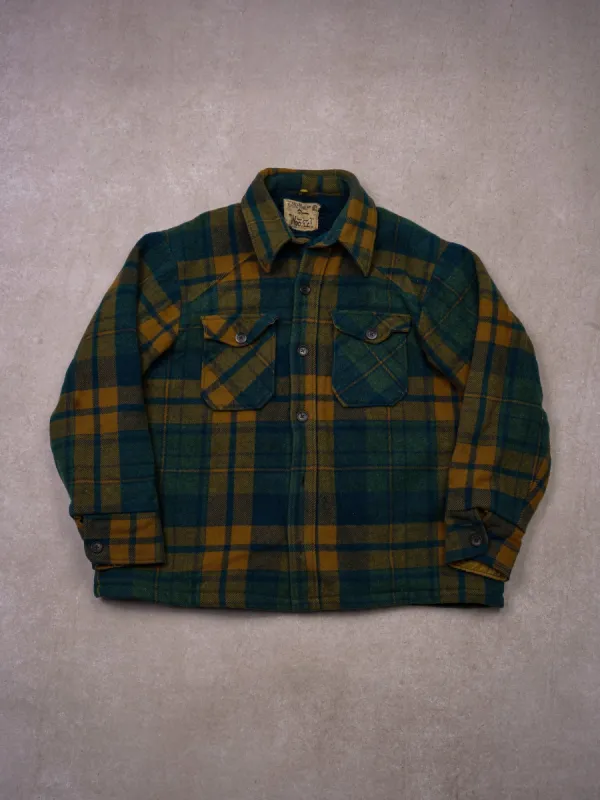 Vintage 90s Green, Blue and Yellow Woolrich Plaid Wool Fleece Line Jacket (XL) sold by Rebalance Vintage