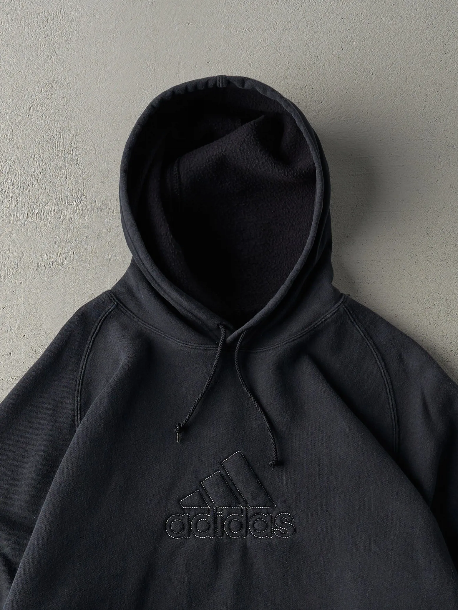 Vintage Y2K Faded Black Embroidered Adidas Logo Hoodie (L) sold by Rebalance Vintage product image thumbnail 2