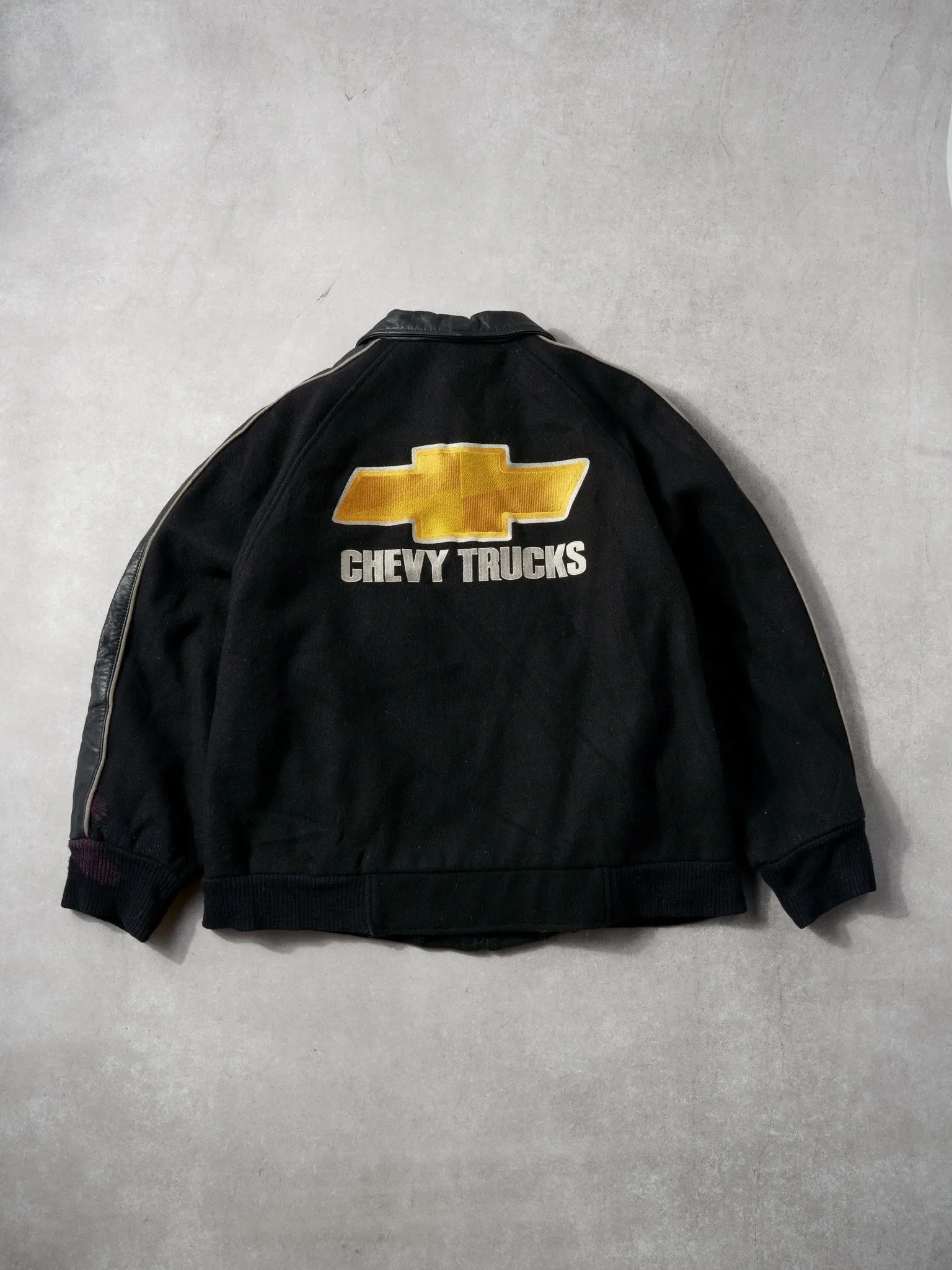 Vintage 90 Black Chevy Trucks Collared Leather Jacket (L) sold by Rebalance Vintage product image thumbnail 2