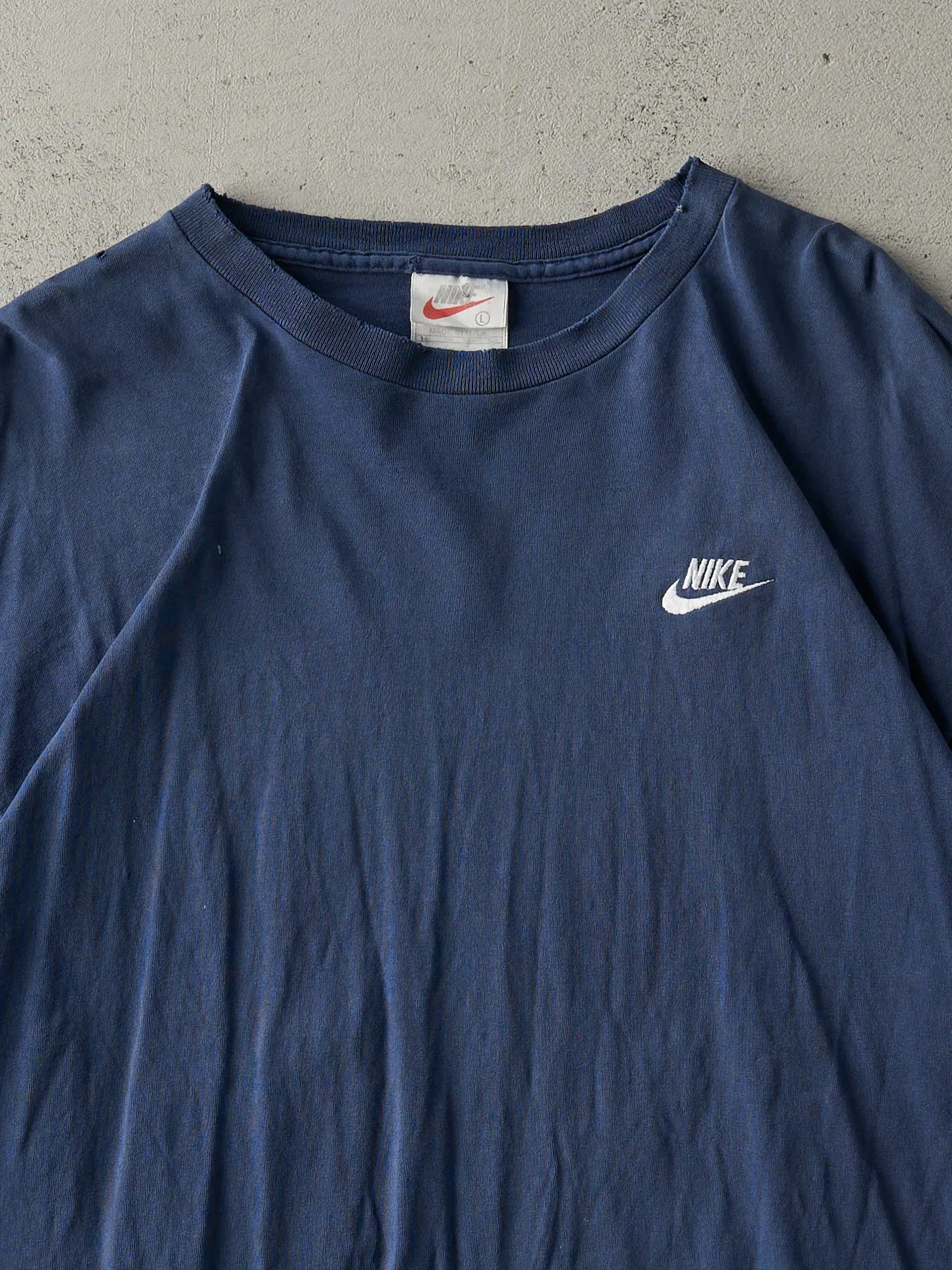 Vintage 90s Navy Blue Nike Embroidered Logo Tee (M) sold by Rebalance Vintage product image thumbnail 2