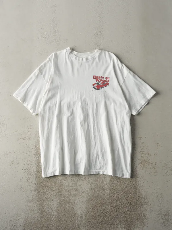 Vintage 90s White Deals On Wheels Single Stitch Tee (M) sold by Rebalance Vintage