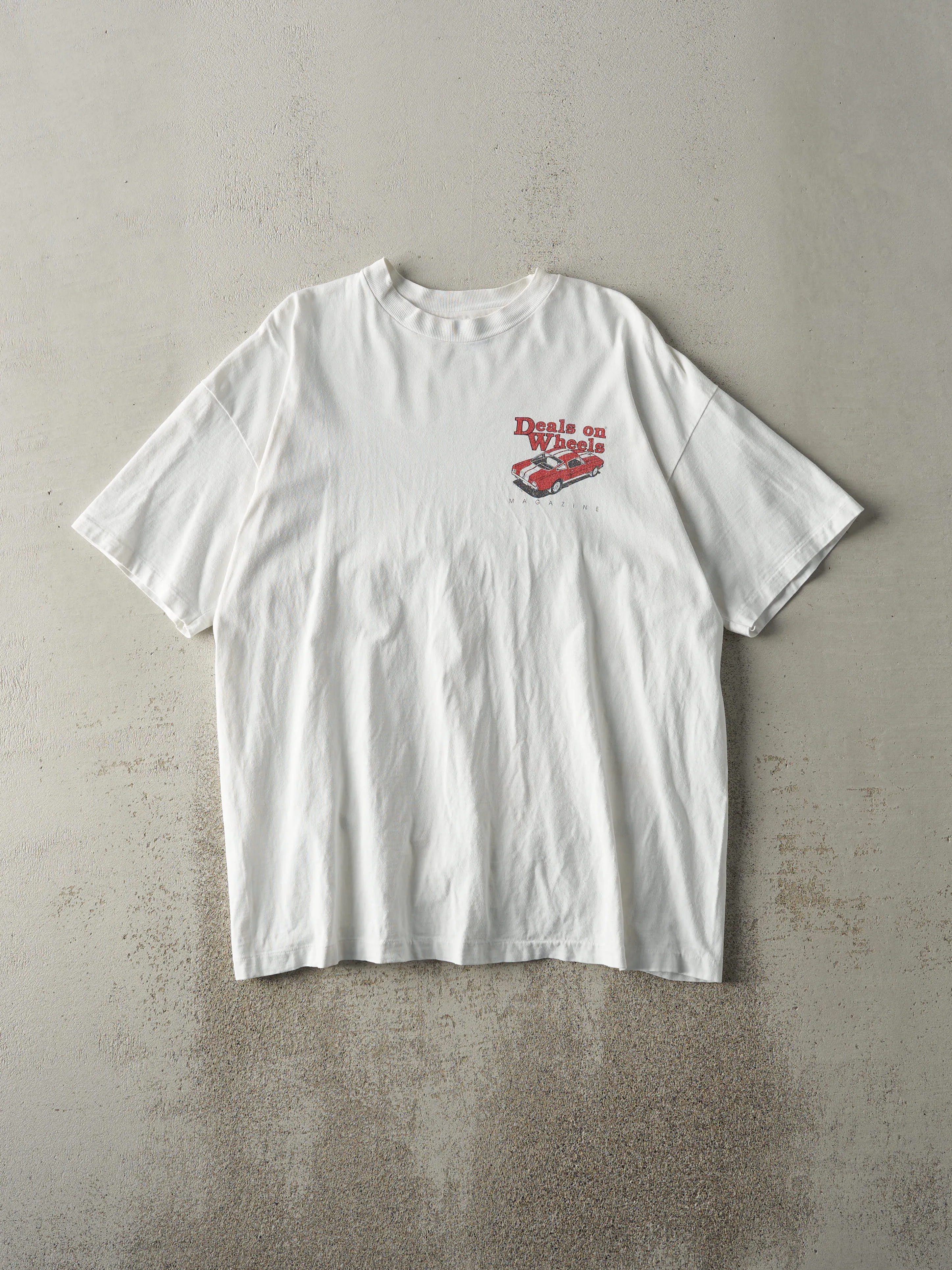 Vintage 90s White Deals On Wheels Single Stitch Tee (M) sold by Rebalance Vintage