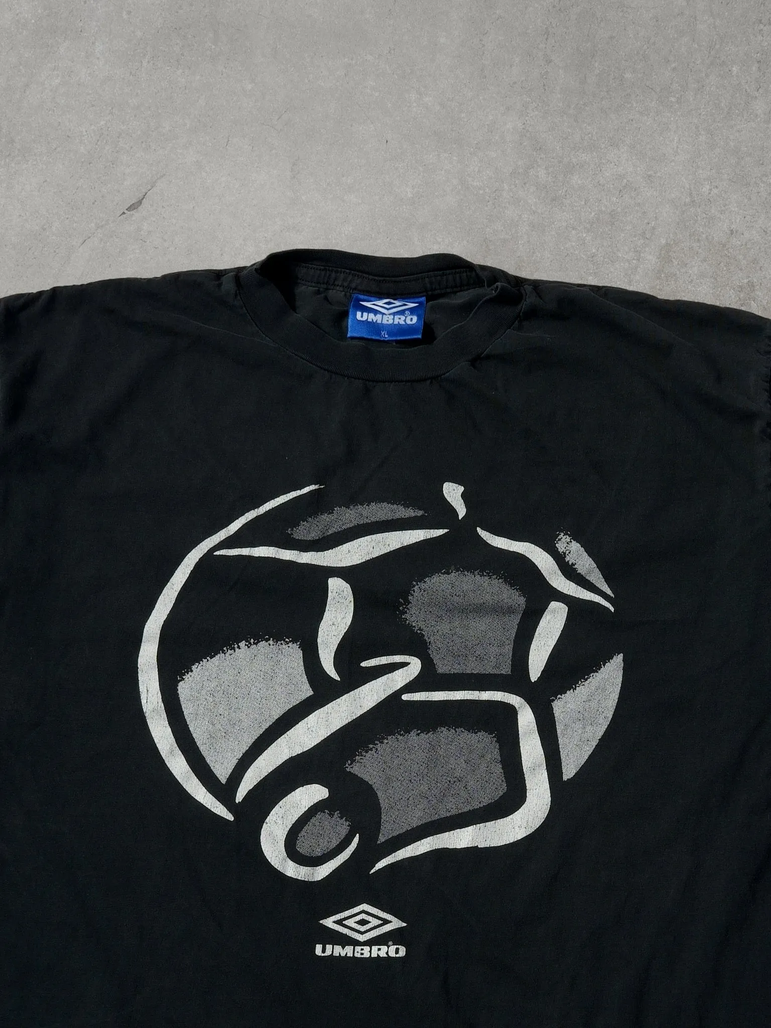 Vintage 96' Washed Black UEFA Euro 96 Soccer Umbro Graphic Tee (L) sold by Rebalance Vintage product image thumbnail 3