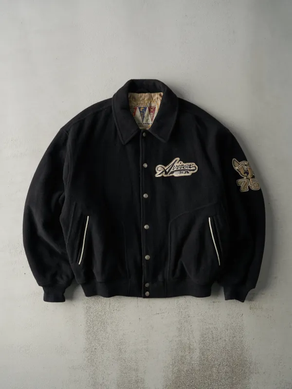 Vintage 90s Black Avirex USA Wool Jacket (XXL) sold by Rebalance Vintage