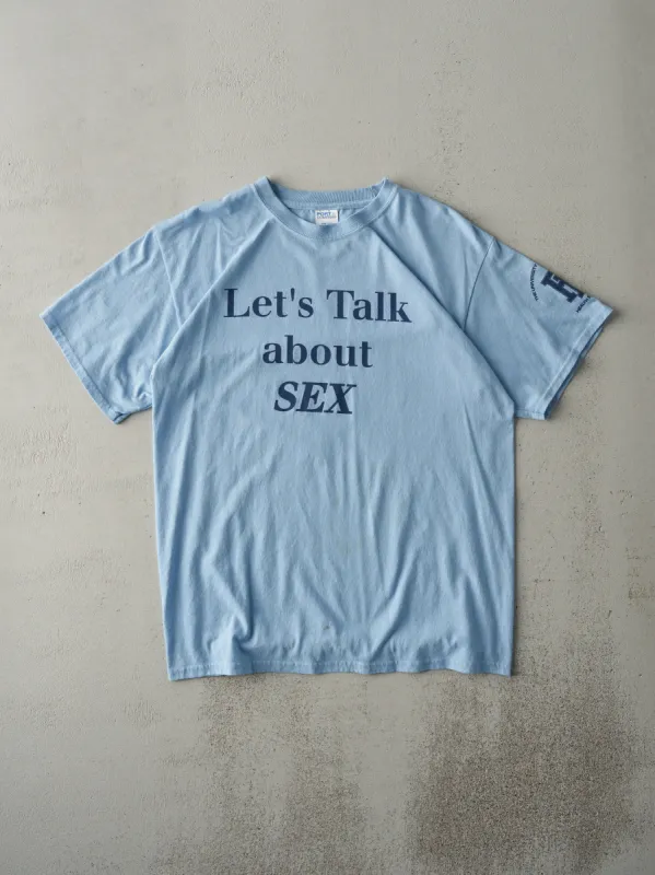 Vintage 90s Light Blue "Let's Talk About Sex" Tee (M) sold by Rebalance Vintage