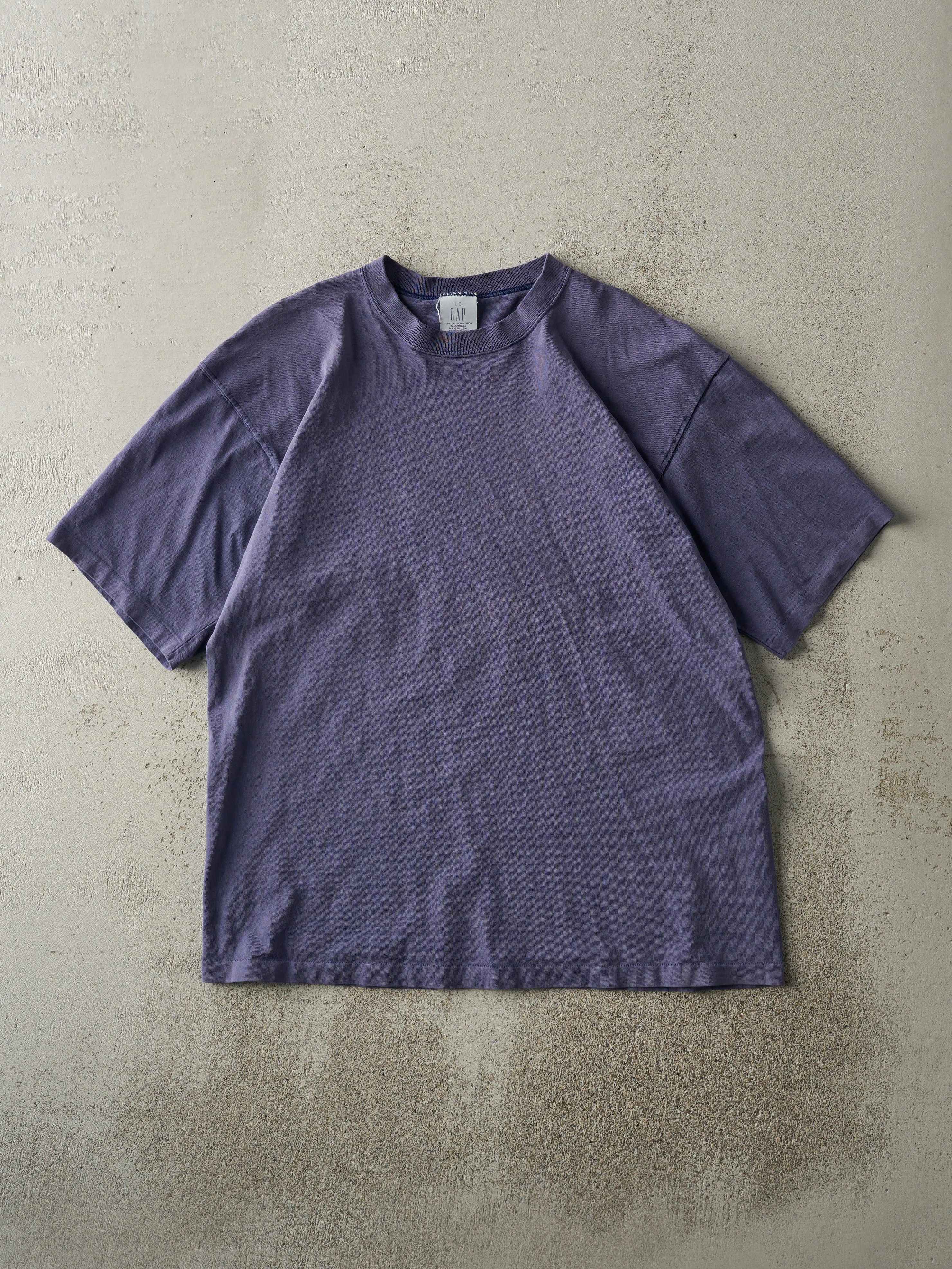Vintage 90s Navy Blue Blank Gap Single Stitch Tee (S/M) sold by Rebalance Vintage