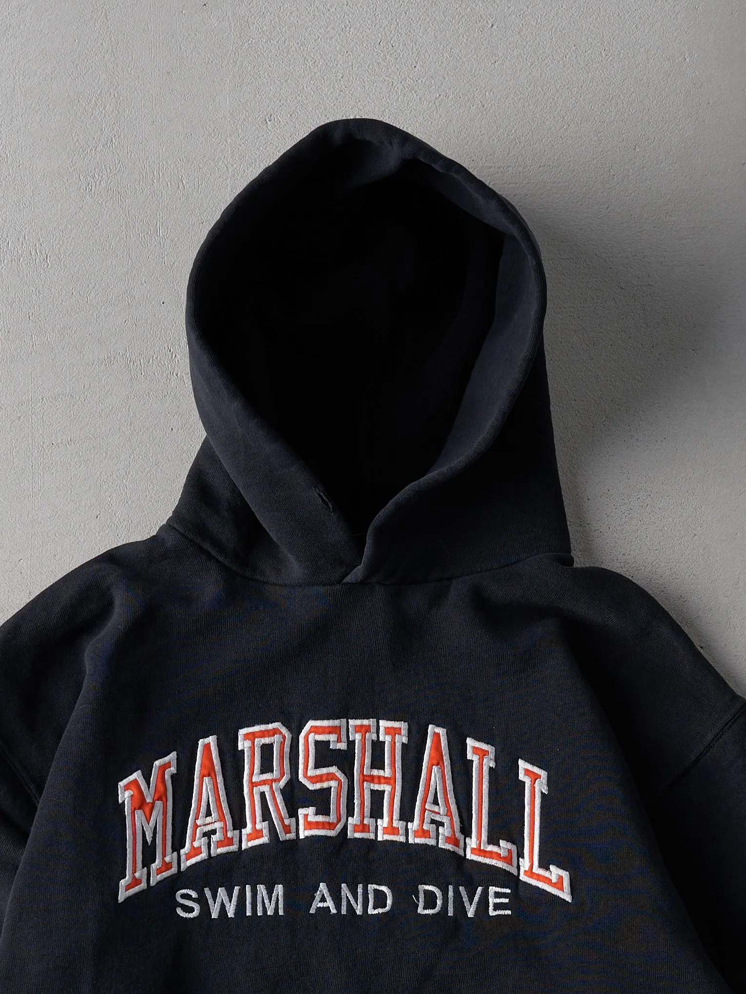 Vintage Y2K Black Marshall Swim and Dive Russell Athletics Hoodie (M) sold by Rebalance Vintage product image thumbnail 2