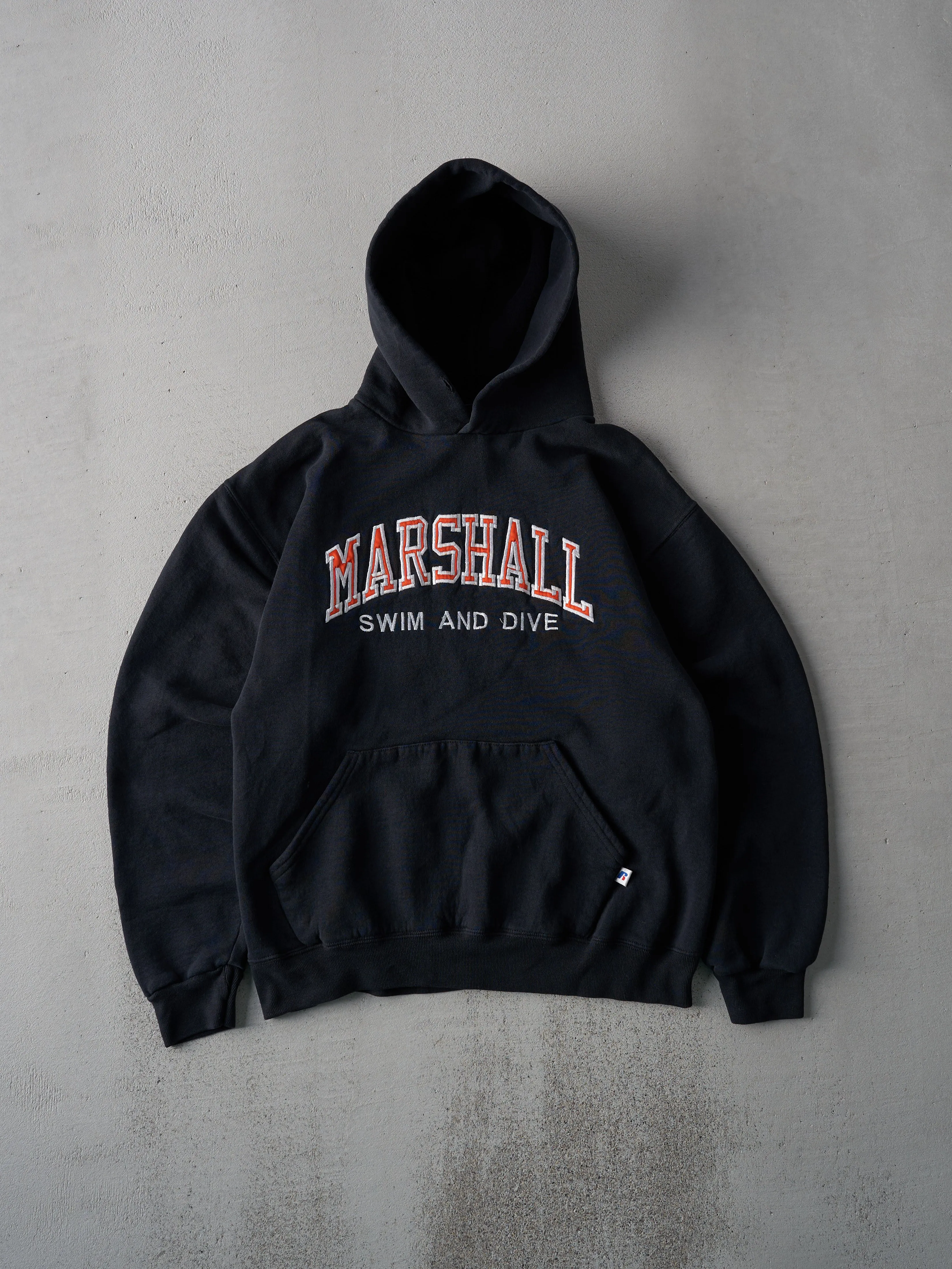 Vintage Y2K Black Marshall Swim and Dive Russell Athletics Hoodie (M) sold by Rebalance Vintage