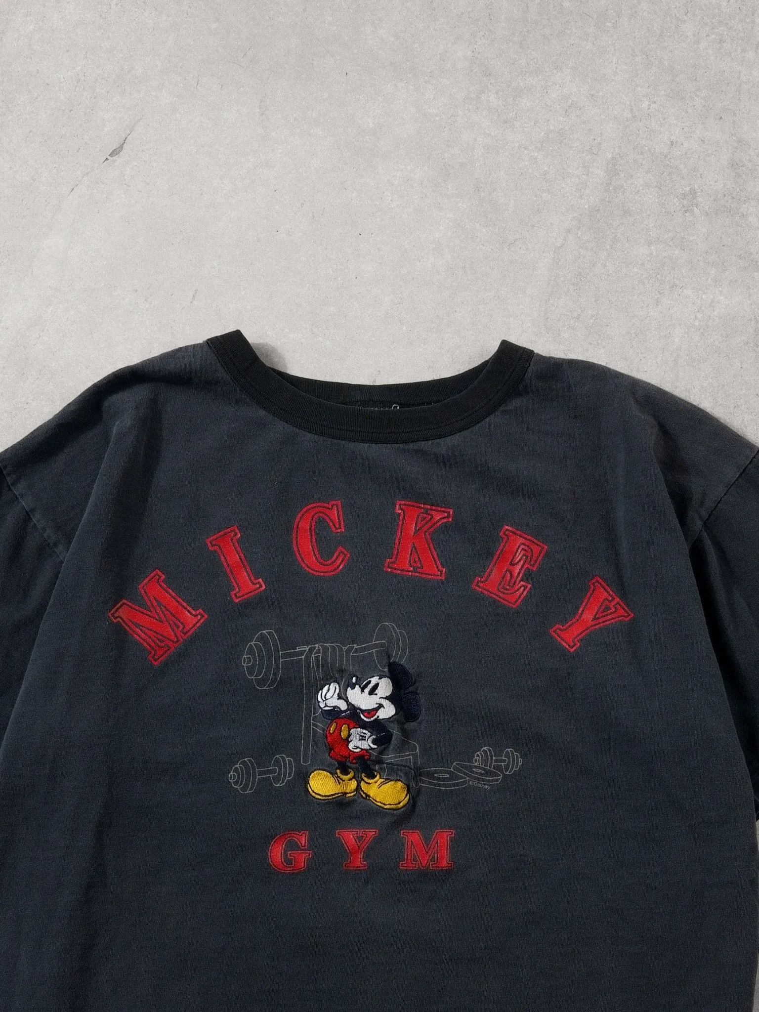 Vintage 90s Dark Grey Mickey Mouse Gym Graphic Tee (M) sold by Rebalance Vintage product image thumbnail 2