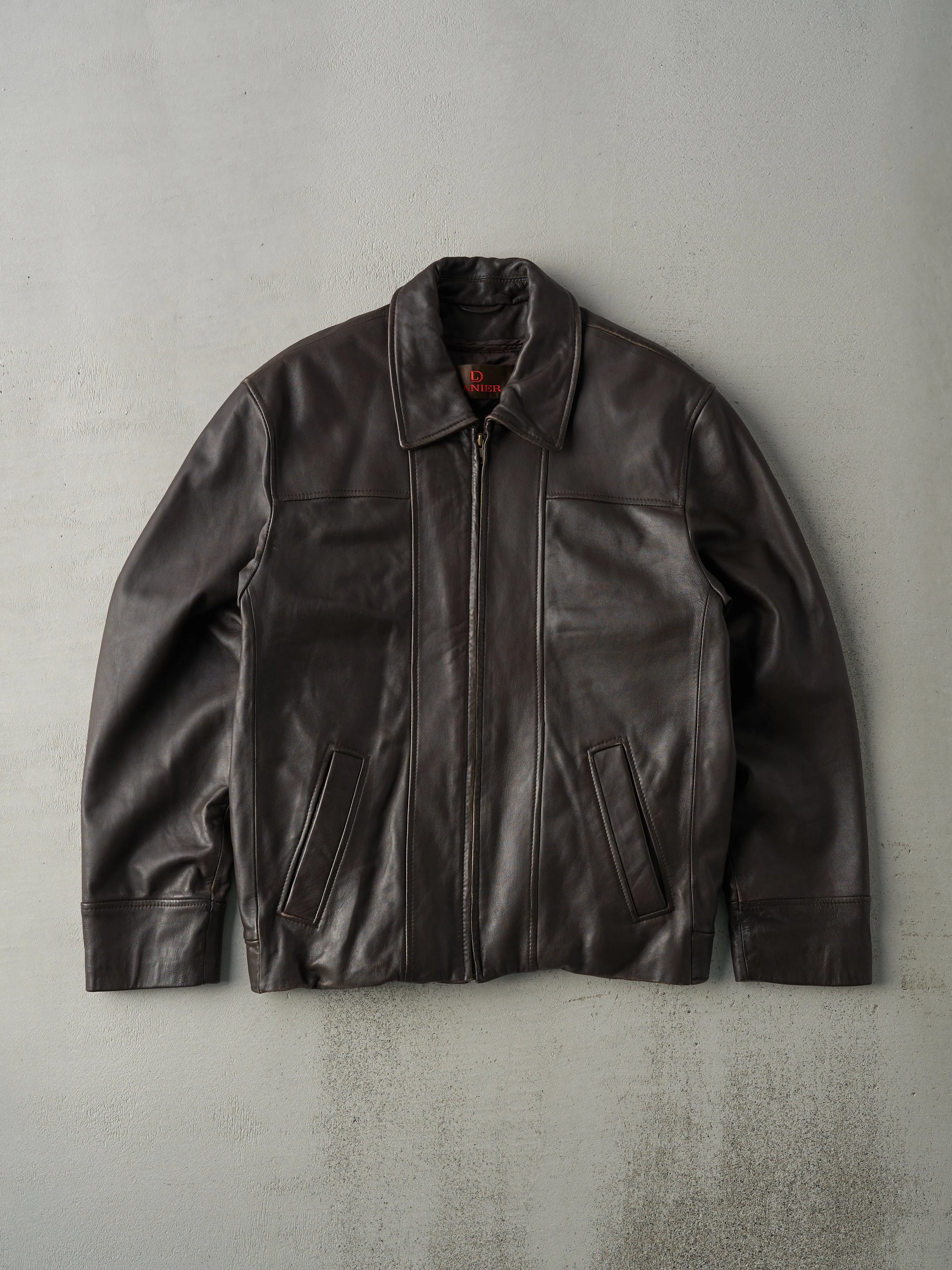 Vintage Y2K Dark Brown Danier Leather Jacket (S/M) sold by Rebalance Vintage