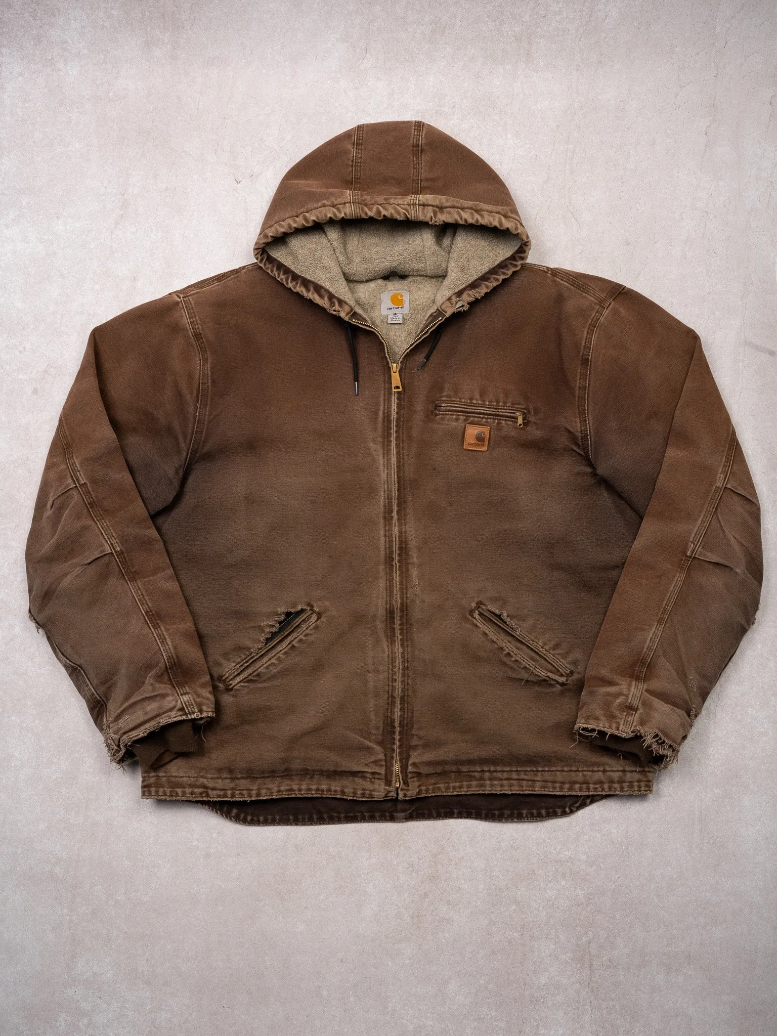 Vintage Rugged Brown Carhartt Duck Sherpa Lined Jacket (XL/XXL) sold by Rebalance Vintage