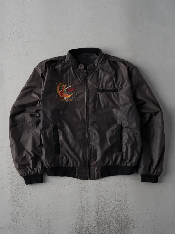 Vintage 80s Charcoal Grey Miller High Life Embroidered Bomber Jacket (M/L) sold by Rebalance Vintage
