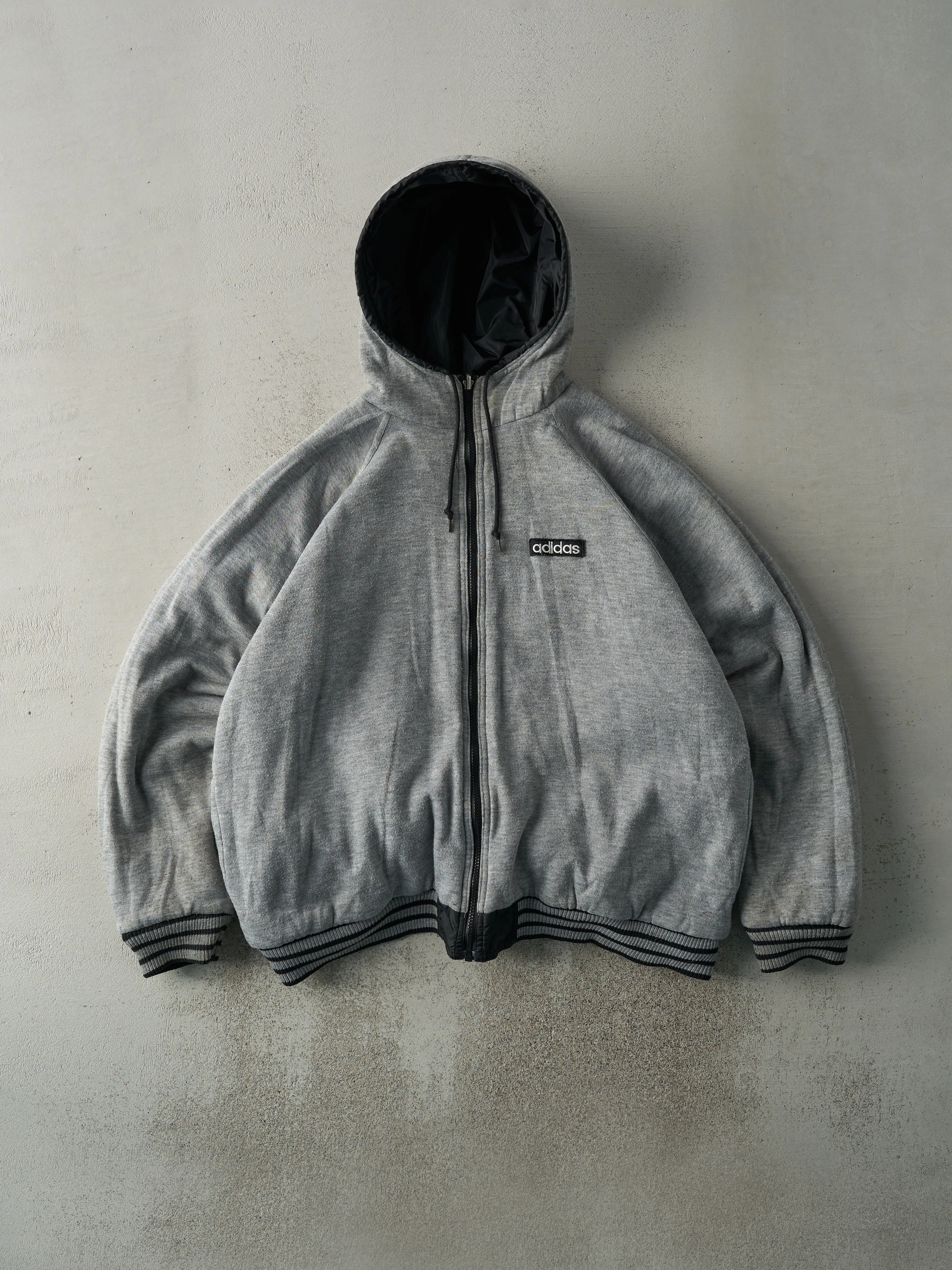 Vintage 90s Black & Grey Adidas Reversible Windbreaker Jacket (L) sold by Rebalance Vintage product image thumbnail 2