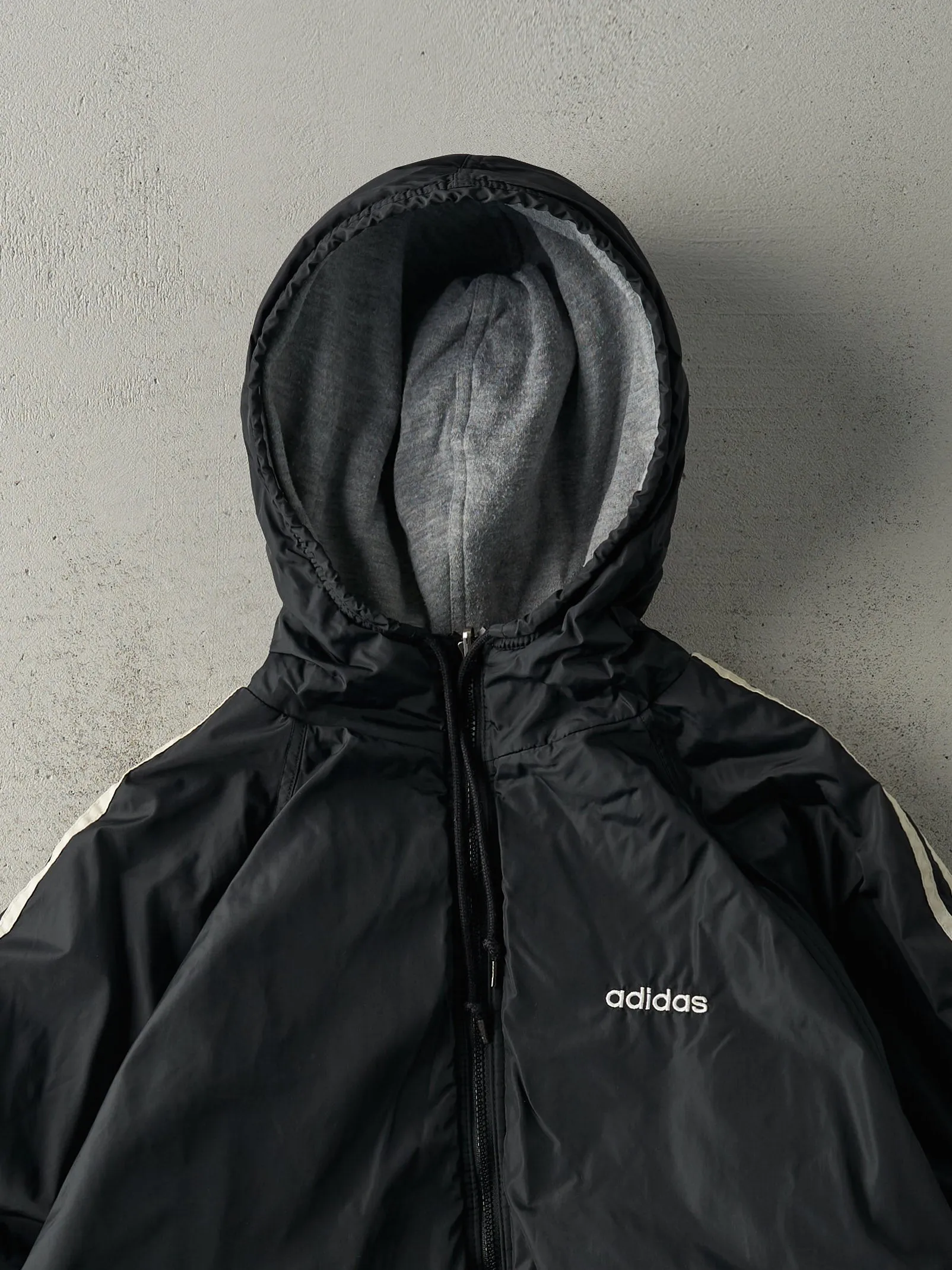 Vintage 90s Black & Grey Adidas Reversible Windbreaker Jacket (L) sold by Rebalance Vintage product image thumbnail 4