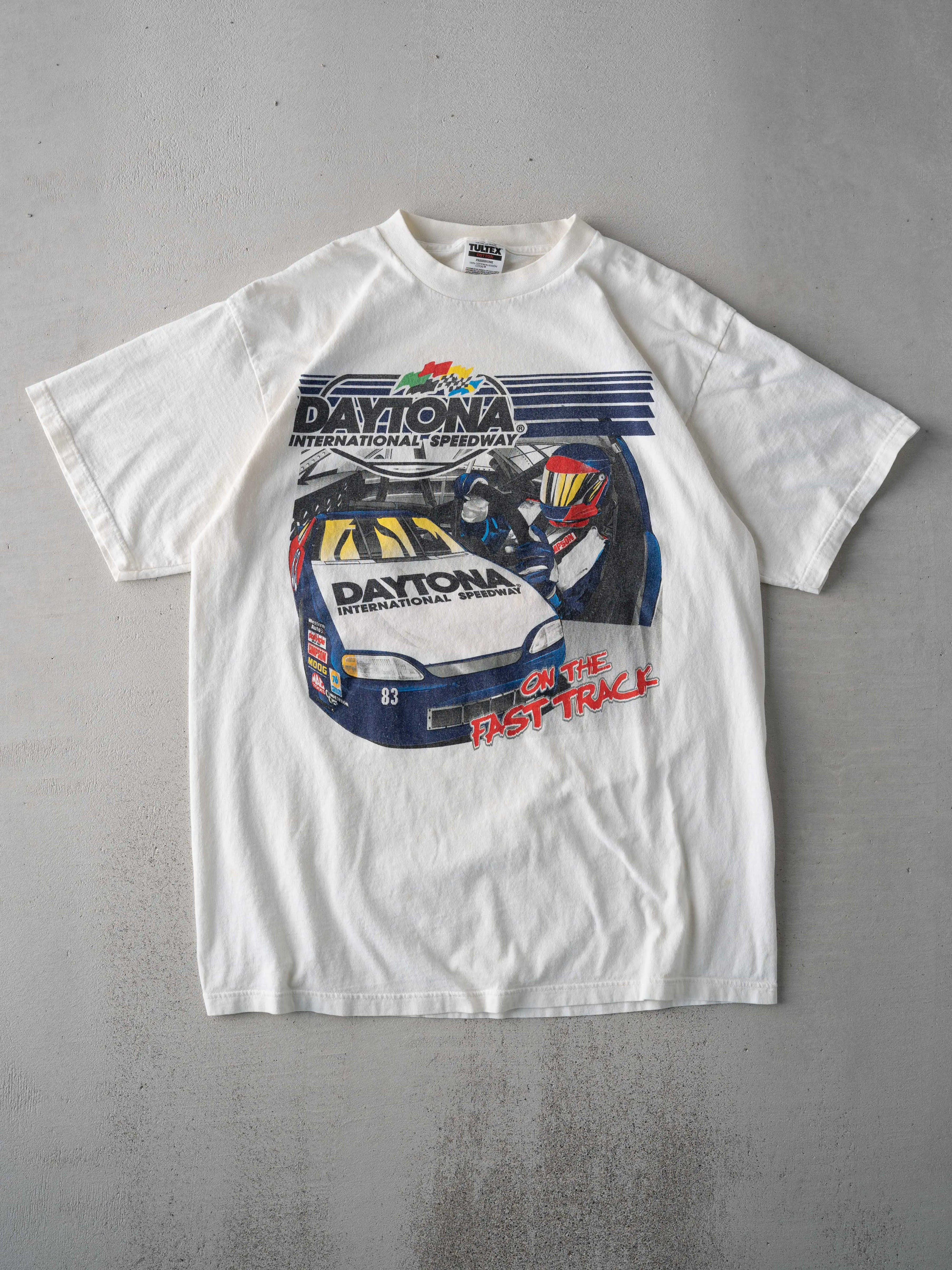Vintage 90s White Daytona Speedway On The Fast Track Tee (M/L) sold by Rebalance Vintage product image thumbnail 2