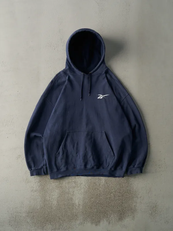 Vintage 90s Navy Blue Embroidered Reebok Hoodie (L) sold by Rebalance Vintage