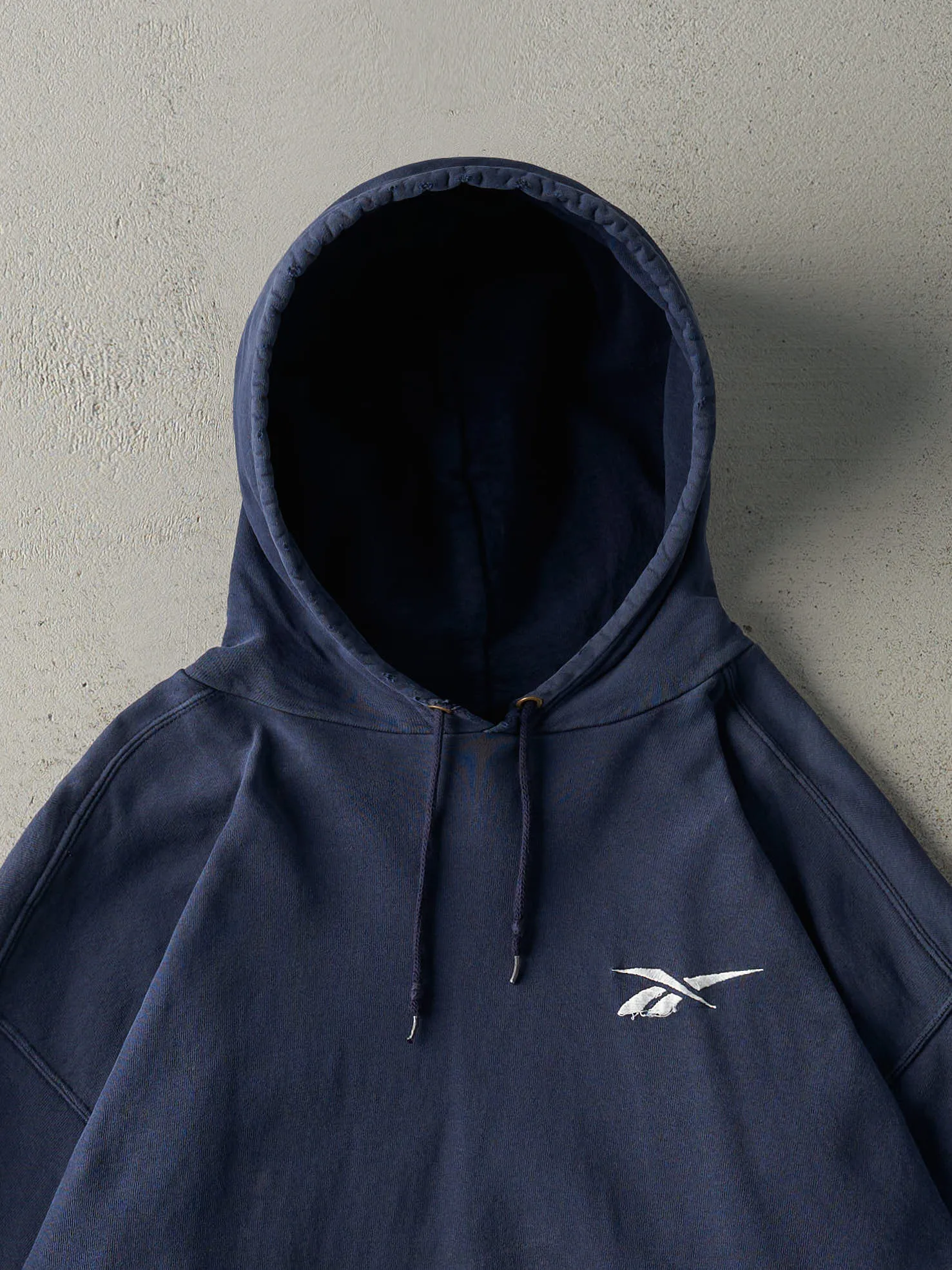 Vintage 90s Navy Blue Embroidered Reebok Hoodie (L) sold by Rebalance Vintage product image thumbnail 2