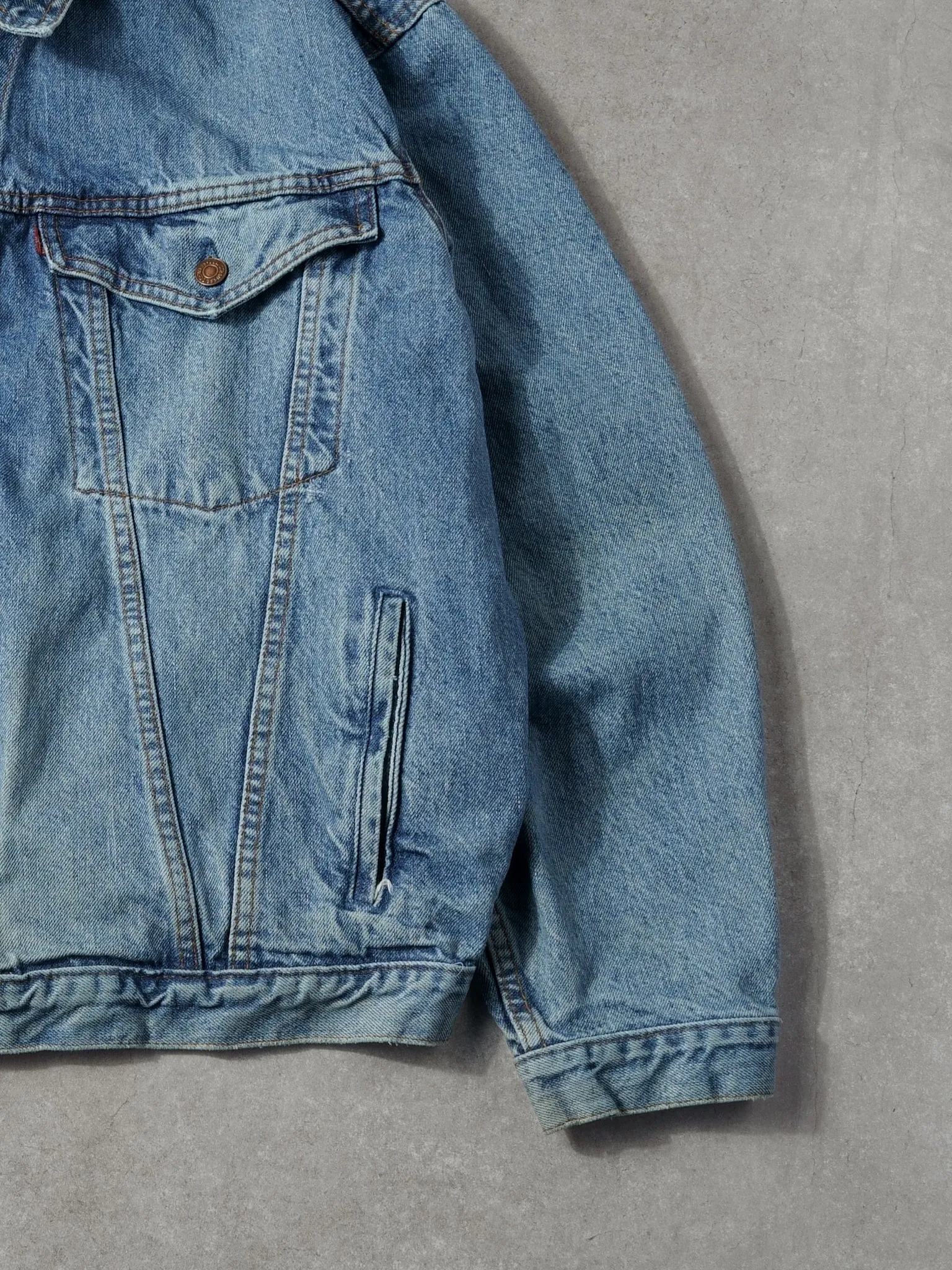Vintage 90s Stone Washed Blue Levi's Denim Collared Jacket (L/XL) sold by Rebalance Vintage product image thumbnail 3