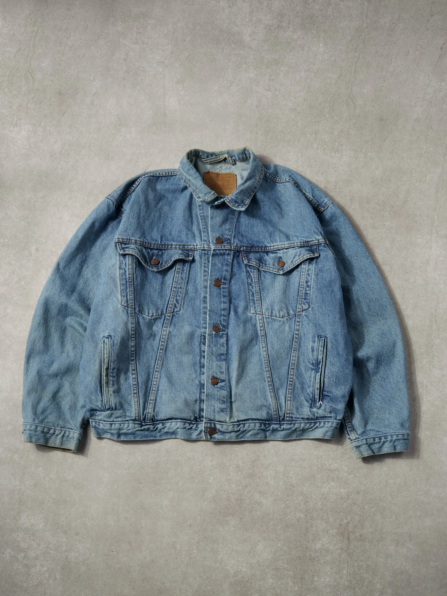 Vintage 90s Stone Washed Blue Levi's Denim Collared Jacket (L/XL) sold by Rebalance Vintage