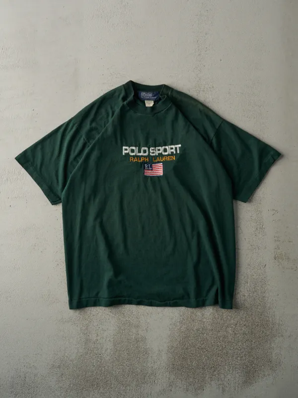 Vintage 90s Green Polo Sport Embroidered Single Stitch Tee (L) sold by Rebalance Vintage