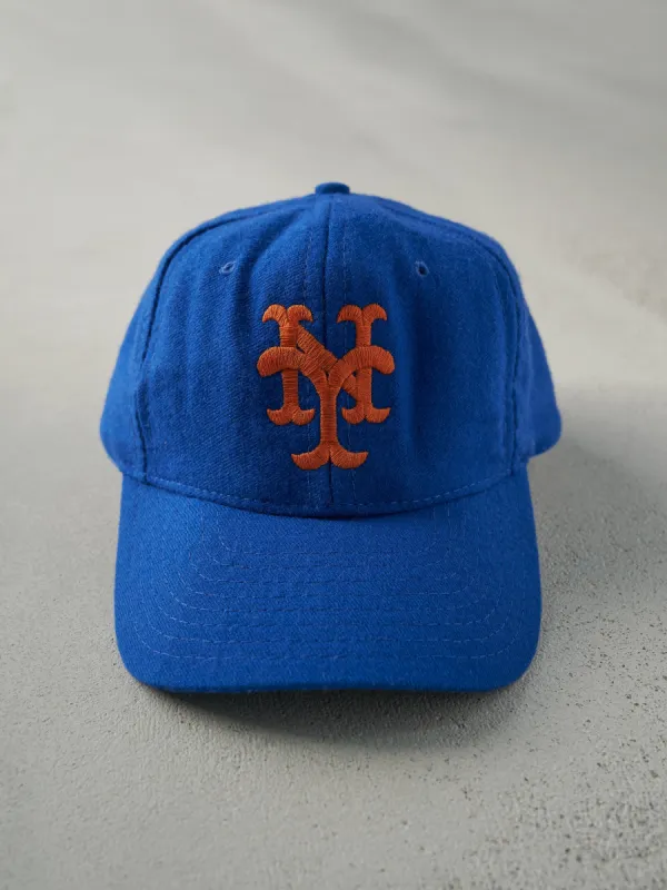 Vintage 90s Blue New York Mets Embroidered Wool Snap Back Hat sold by Rebalance Vintage