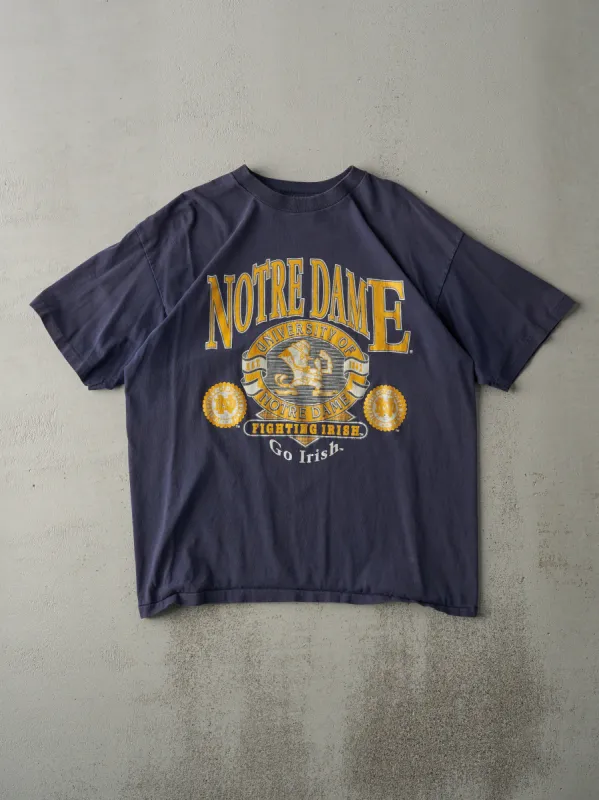Vintage 90s Navy Blue Notre Dame Fighting Irish Single Stitch Tee (M/L) made by Rebalance Vintage
