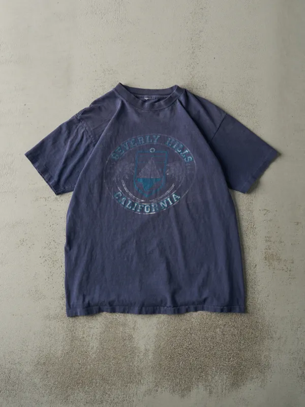Vintage 90s Navy Blue Beverly Hills California Single Stitch Tee (M) sold by Rebalance Vintage