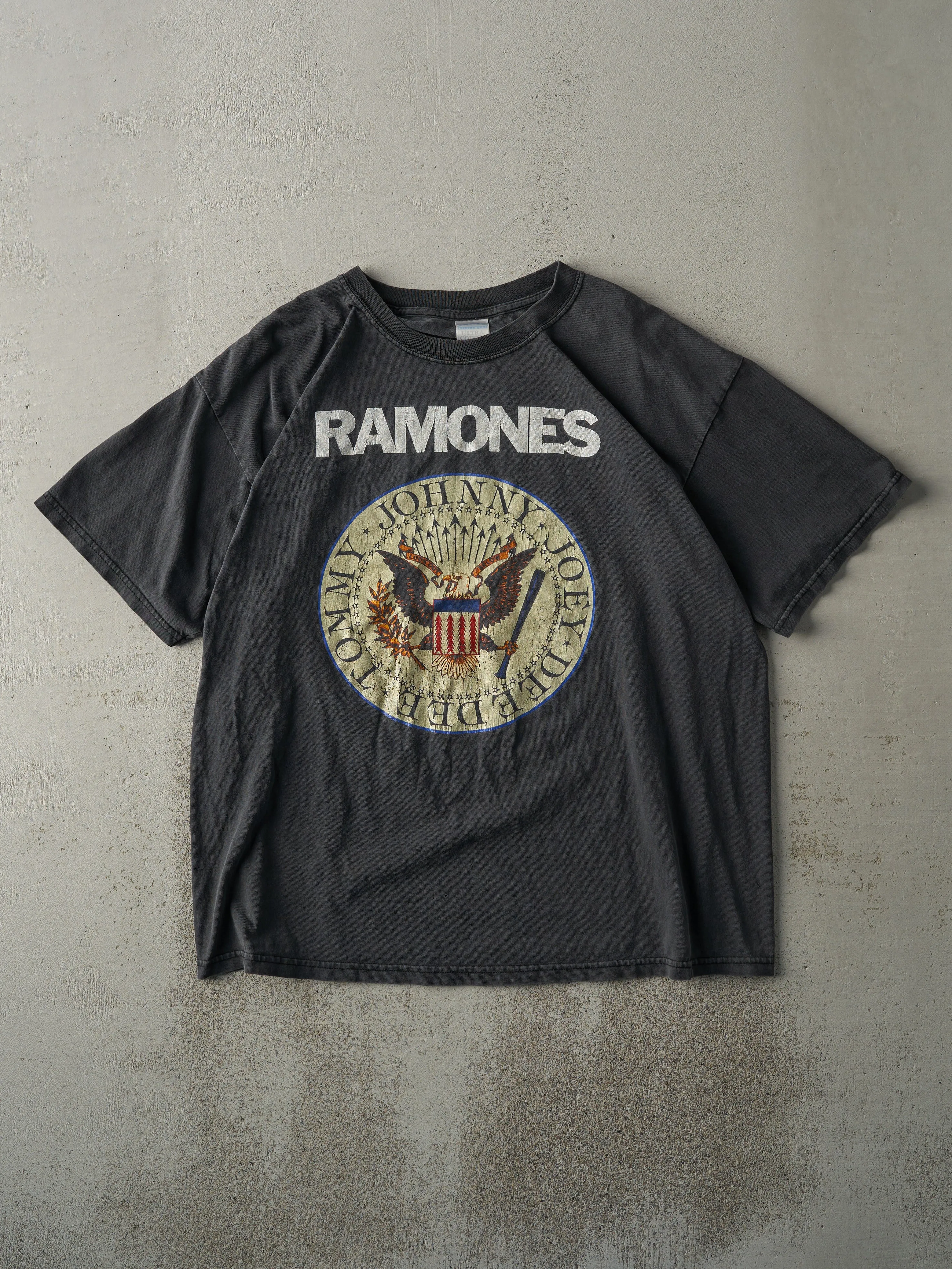 Vintage Y2K Faded Black Ramones Band Tee (L) sold by Rebalance Vintage