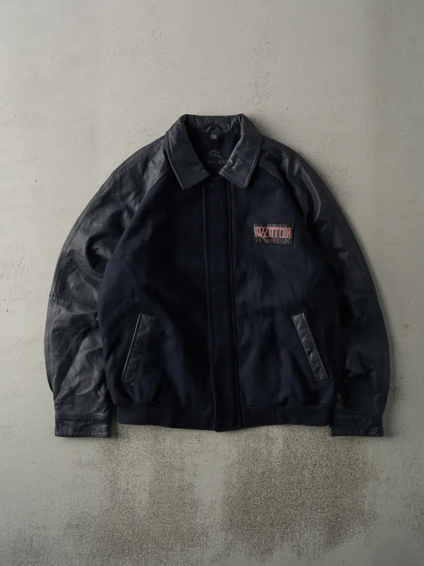 Vintage Y2K Navy Blue Led Zeppelin Patched Varsity Jacket (M/L) sold by Rebalance Vintage