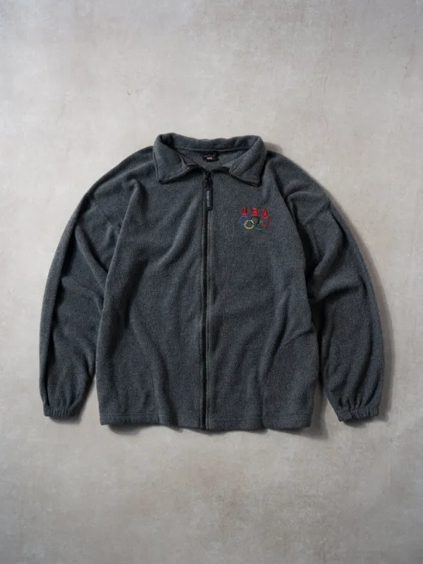 Vintage 90s Dark Grey Team USA Olympics Fleece Zipup (L) sold by Rebalance Vintage