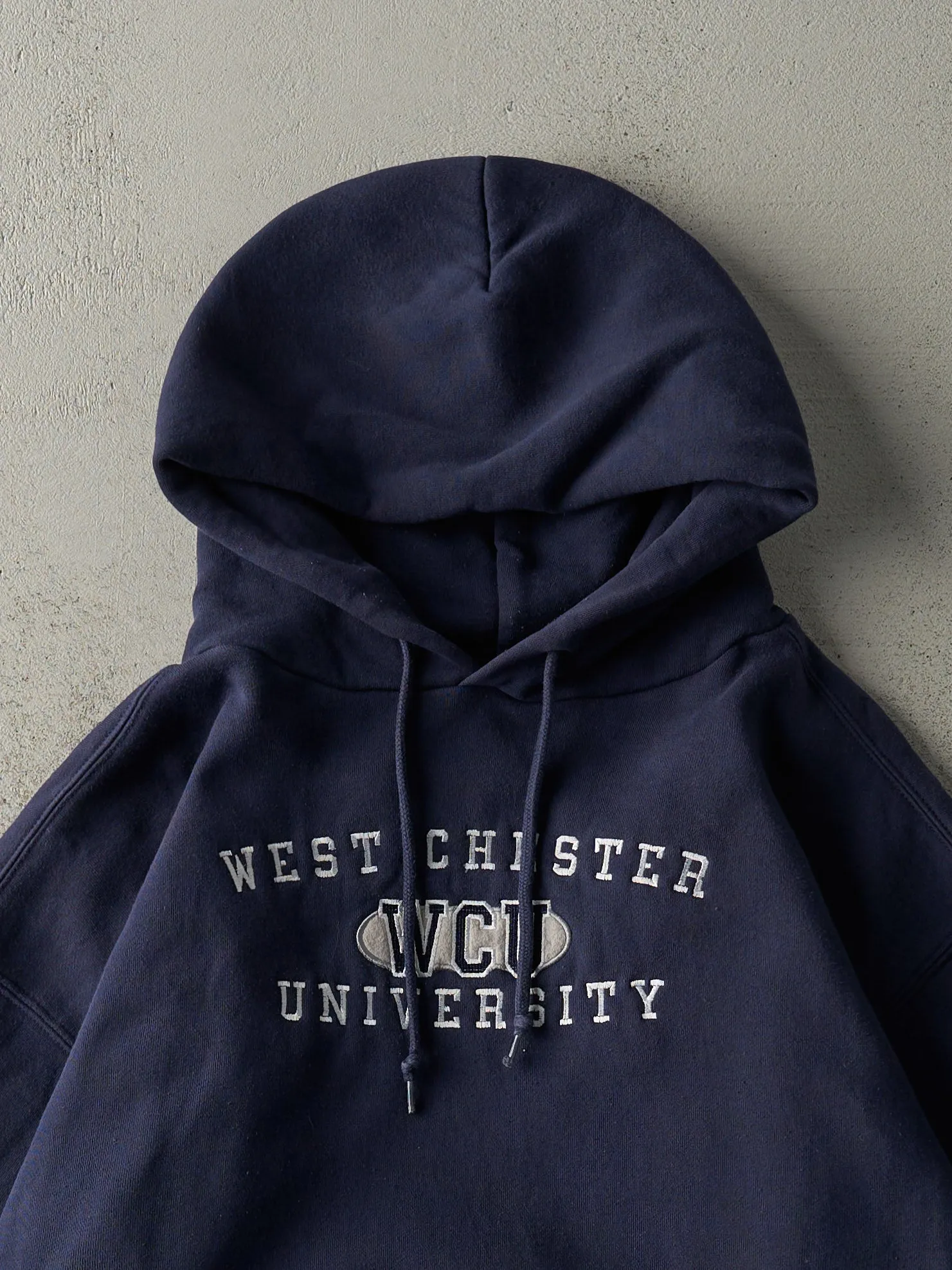 Vintage Y2K Navy Blue Embroidered West Chester University Hoodie (L) sold by Rebalance Vintage product image thumbnail 2