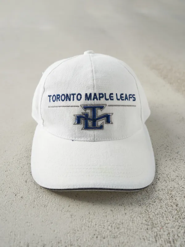 Vintage Y2K White Embroidered Toronto Maple Leafs Velcro Back Hat sold by Rebalance Vintage
