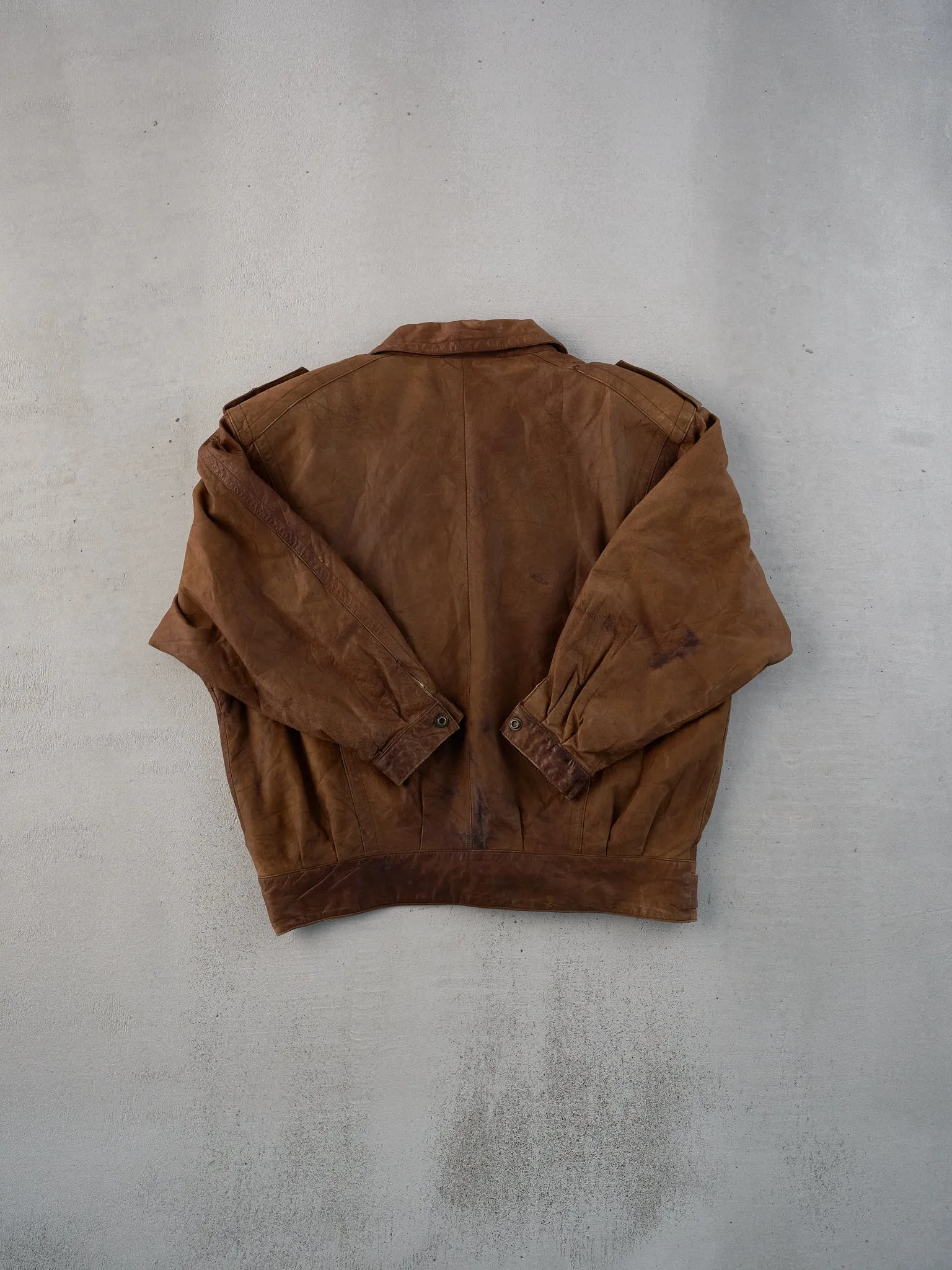 Vintage 90s Brown Adventure Bound Leather Collared Button Up (L) sold by Rebalance Vintage product image thumbnail 2