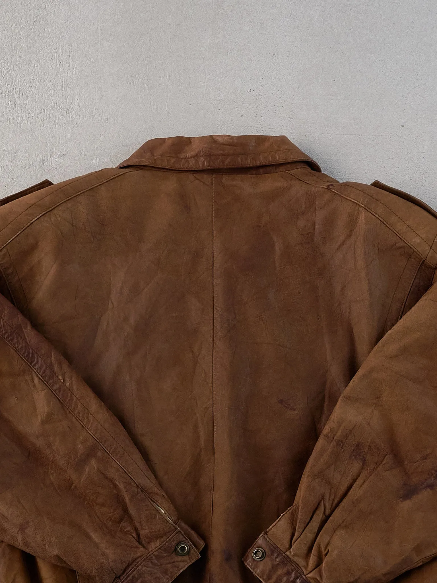 Vintage 90s Brown Adventure Bound Leather Collared Button Up (L) sold by Rebalance Vintage product image thumbnail 4