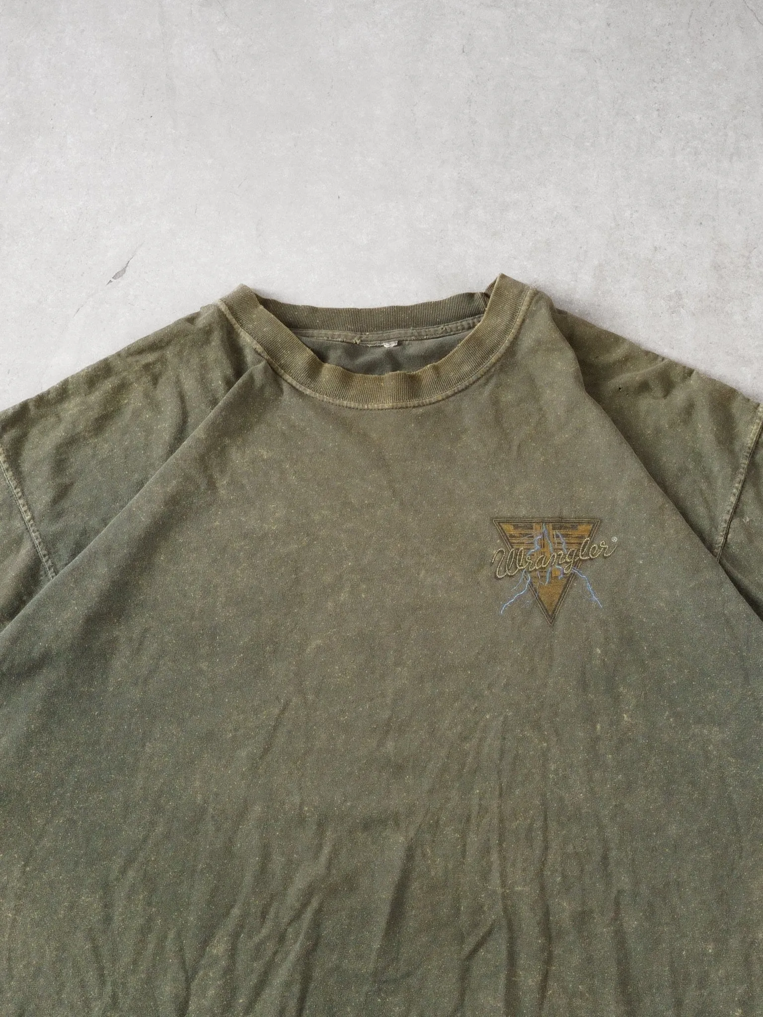 Vintage 90s Washed Moss Green Wrangler Emblem Tee (L) sold by Rebalance Vintage product image thumbnail 4