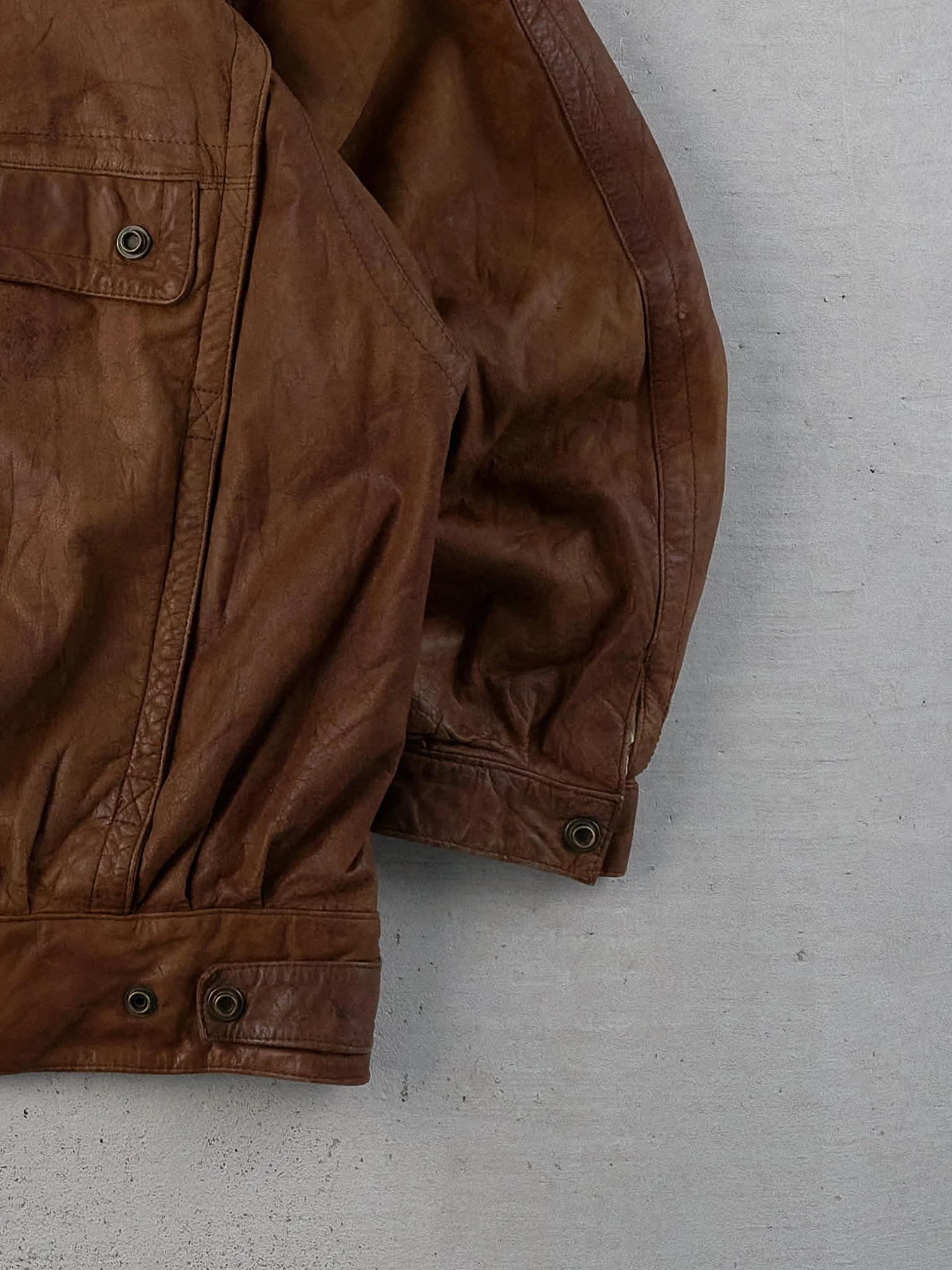 Vintage 90s Brown Adventure Bound Leather Collared Button Up (L) sold by Rebalance Vintage product image thumbnail 5