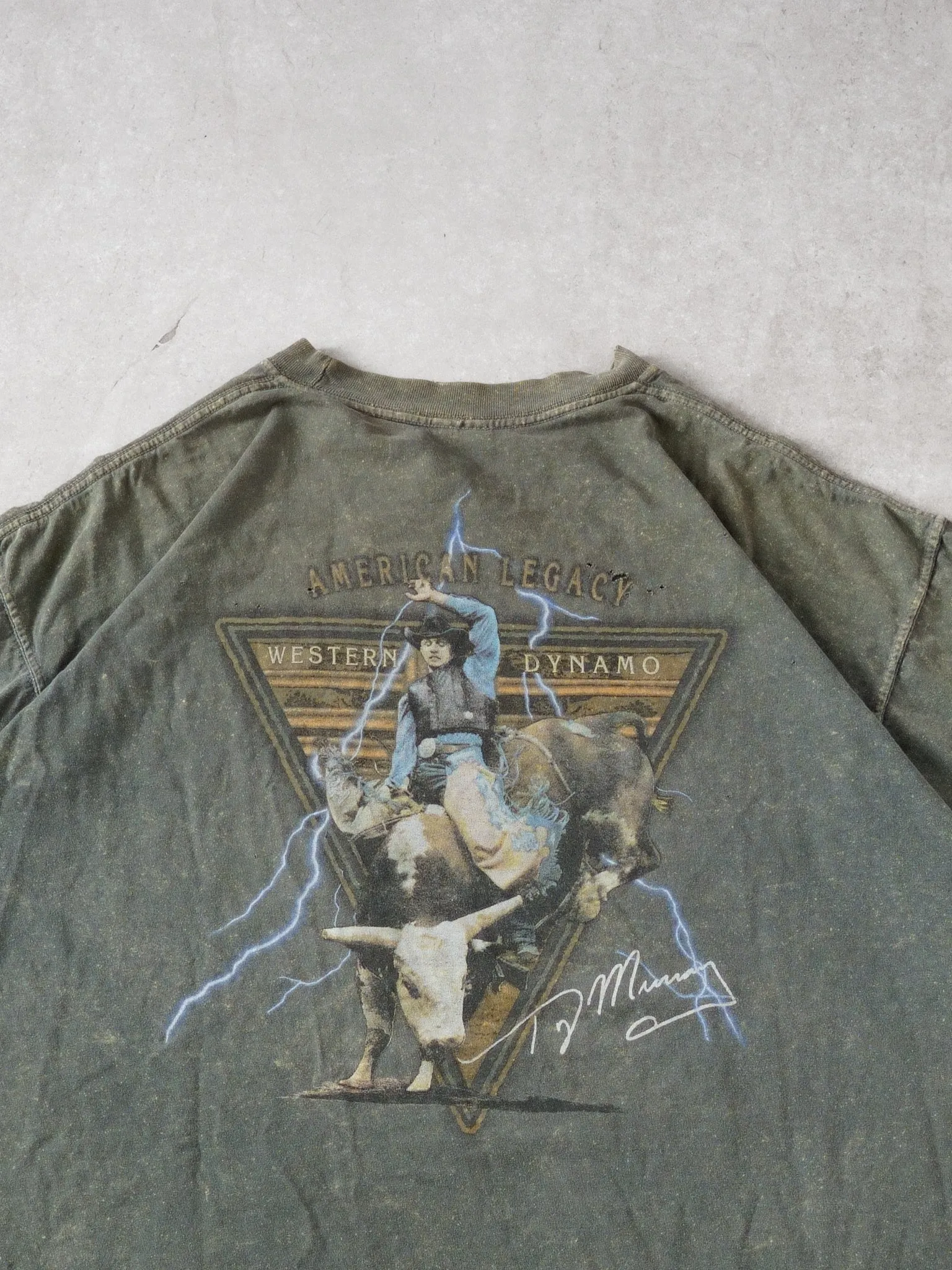 Vintage 90s Washed Moss Green Wrangler Emblem Tee (L) sold by Rebalance Vintage product image thumbnail 5