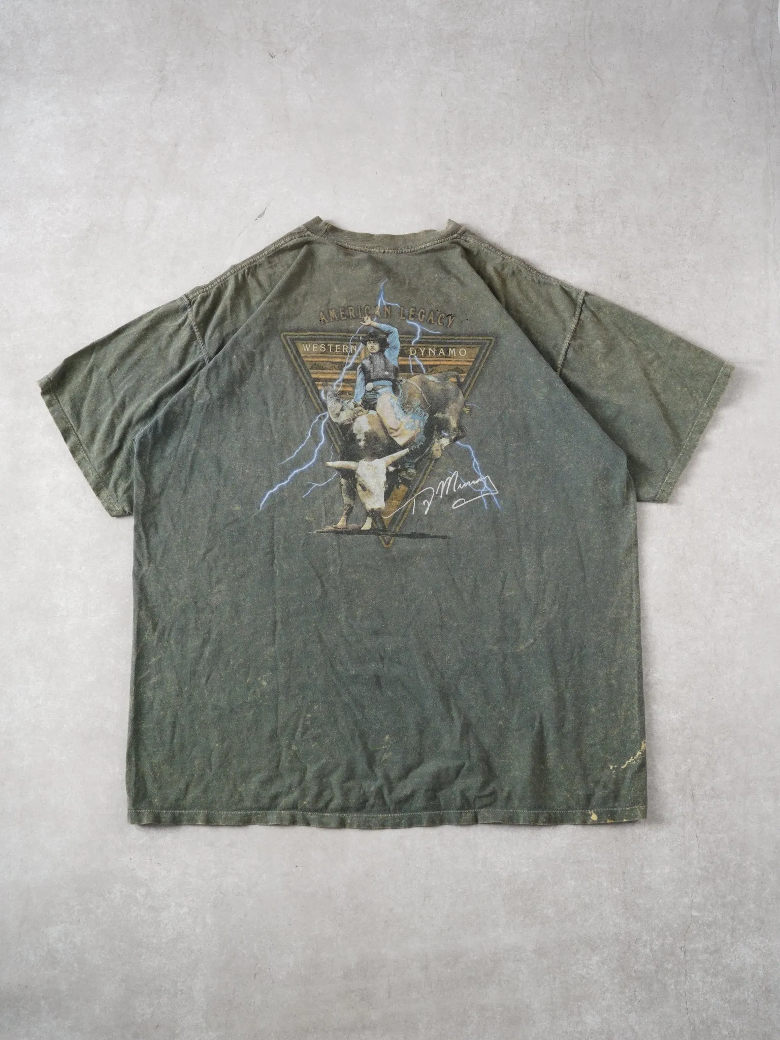 Vintage 90s Washed Moss Green Wrangler Emblem Tee (L) sold by Rebalance Vintage product image thumbnail 2