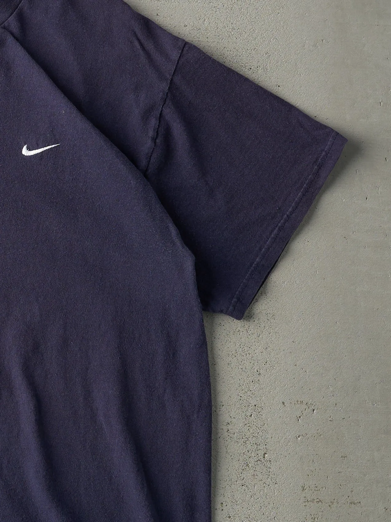 Vintage Y2K Navy Blue Nike Swoosh Embroidered Tee (M) sold by Rebalance Vintage product image thumbnail 3