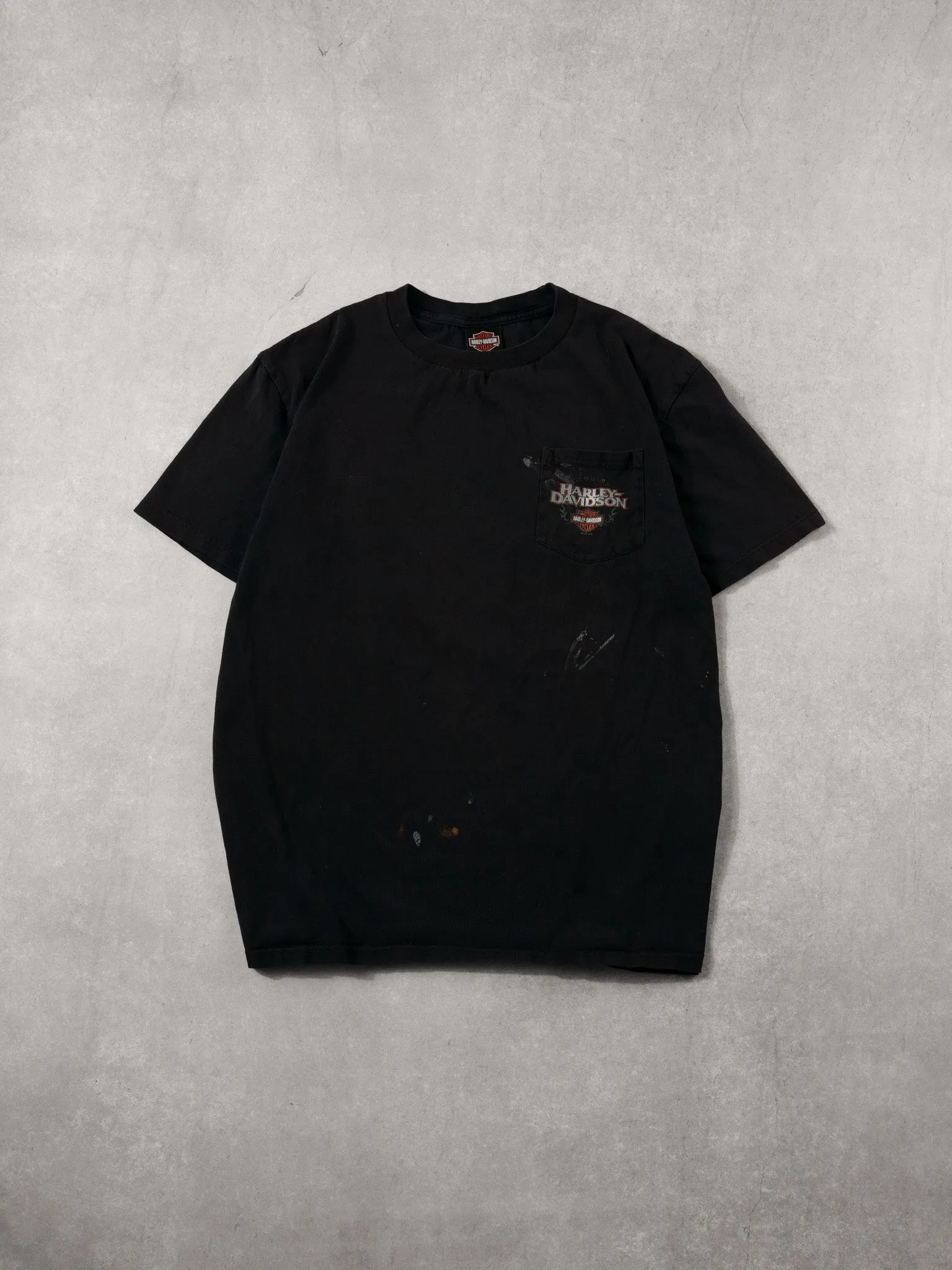 VIntage 09' Washed Black Latus Motors Harley Davidson Gladstone Oregon Tee (M) sold by Rebalance Vintage