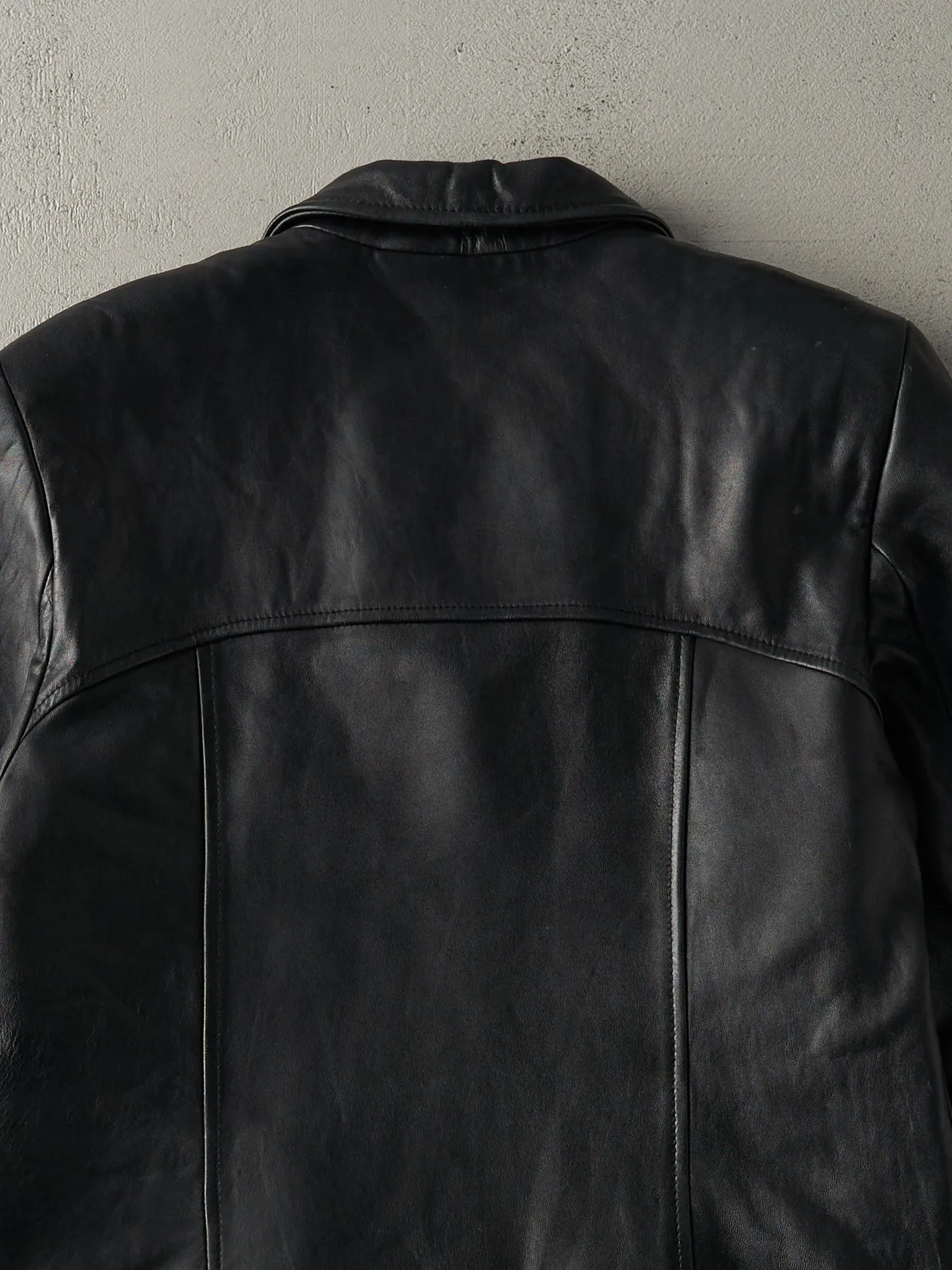 Vintage 90s Black Danier Leather Trench Coat Jacket (S/M) sold by Rebalance Vintage product image thumbnail 5