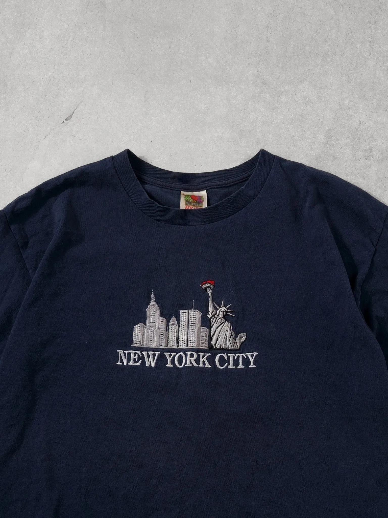 Vintage 90s Navy Blue New York City Embroidery Tee (L) sold by Rebalance Vintage product image thumbnail 2