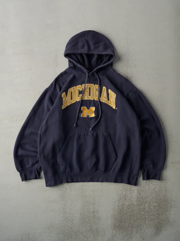 Vintage 90s Navy University of Michigan Embroidered Hoodie (M) sold by Rebalance Vintage