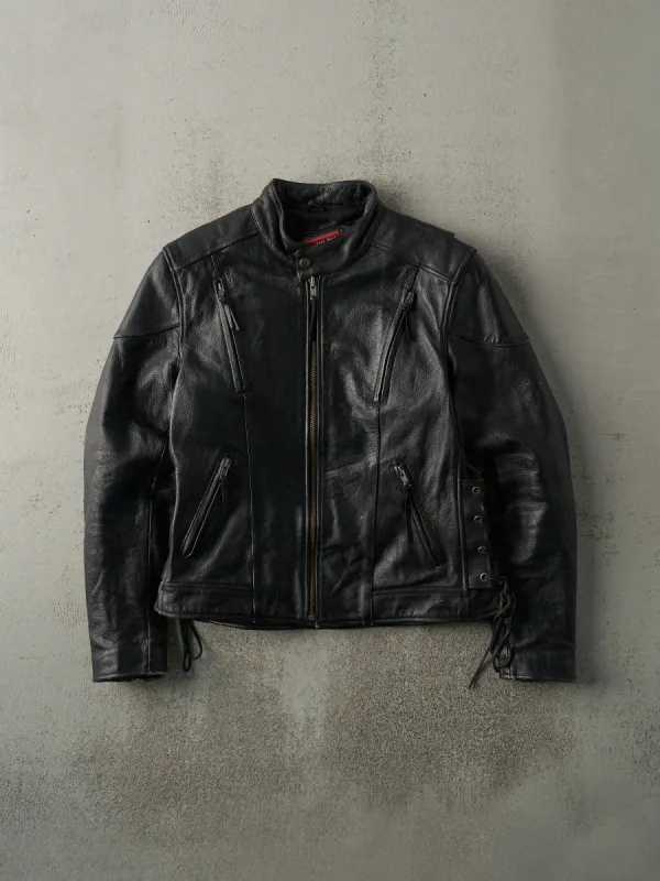 Vintage 90s Black First Leather Apparel Biker Jacket (S/M) sold by Rebalance Vintage