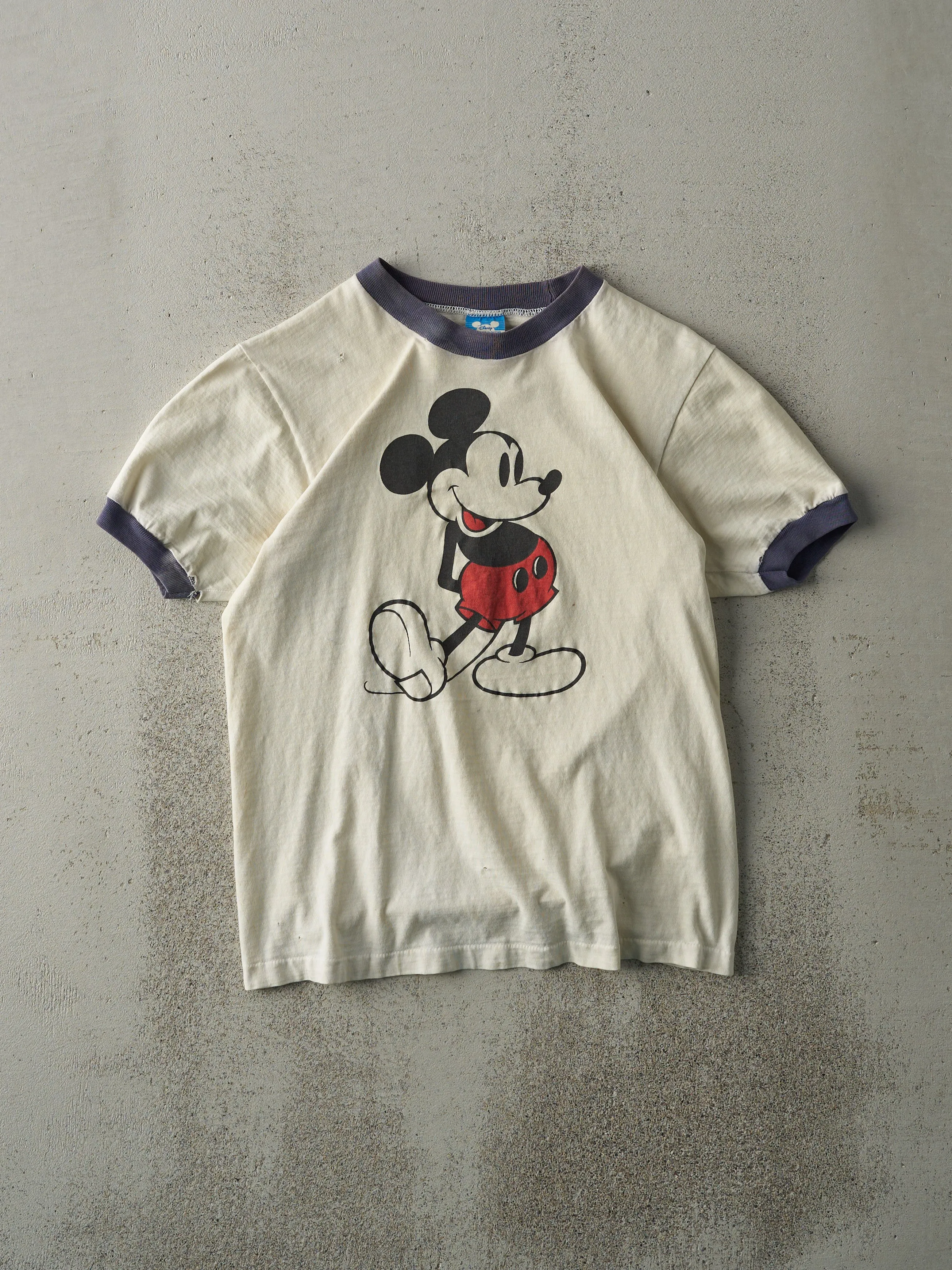 Vintage 90s Beige Mickey Mouse Ringer Tee (S) sold by Rebalance Vintage
