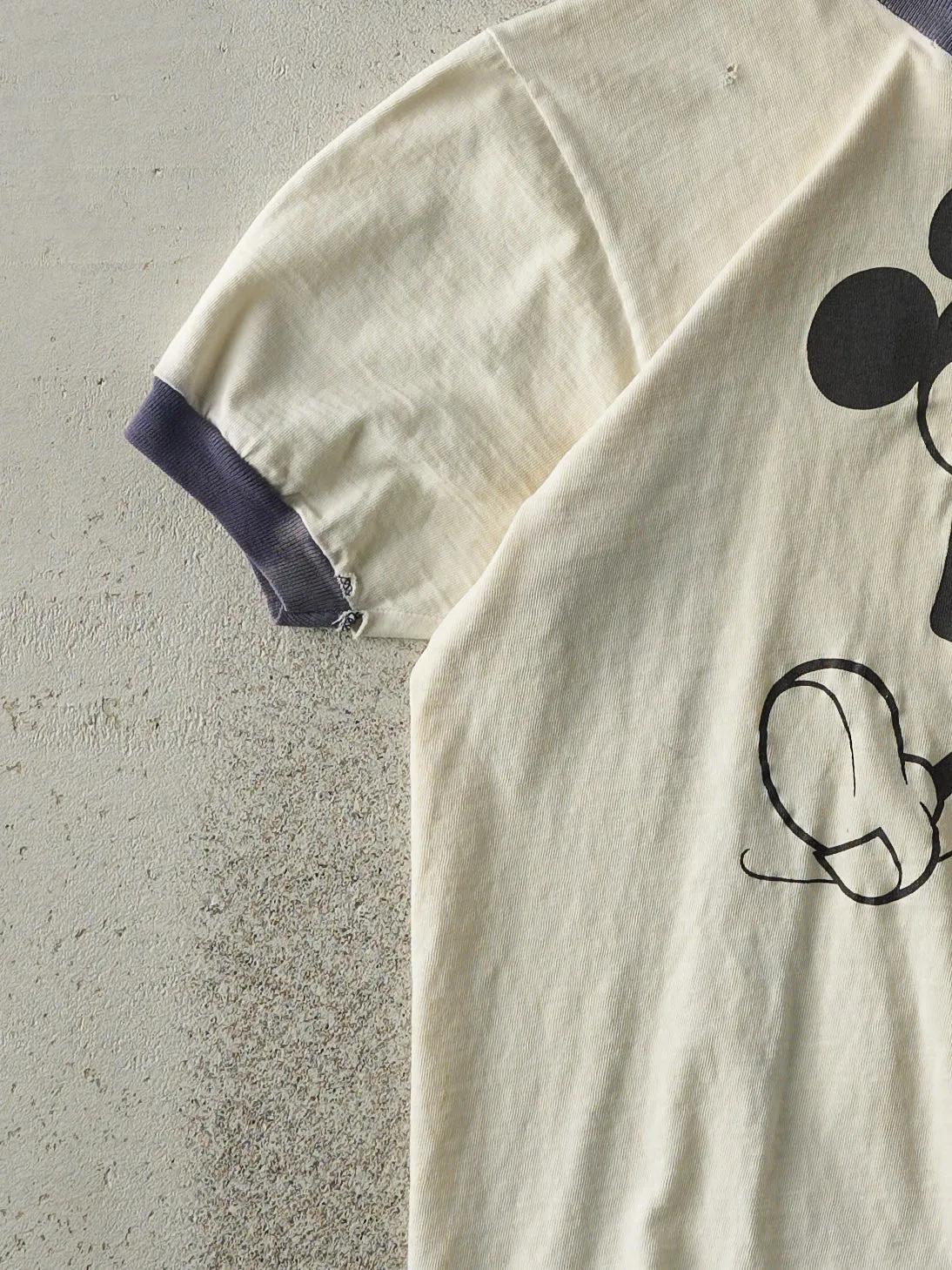 Vintage 90s Beige Mickey Mouse Ringer Tee (S) sold by Rebalance Vintage product image thumbnail 3