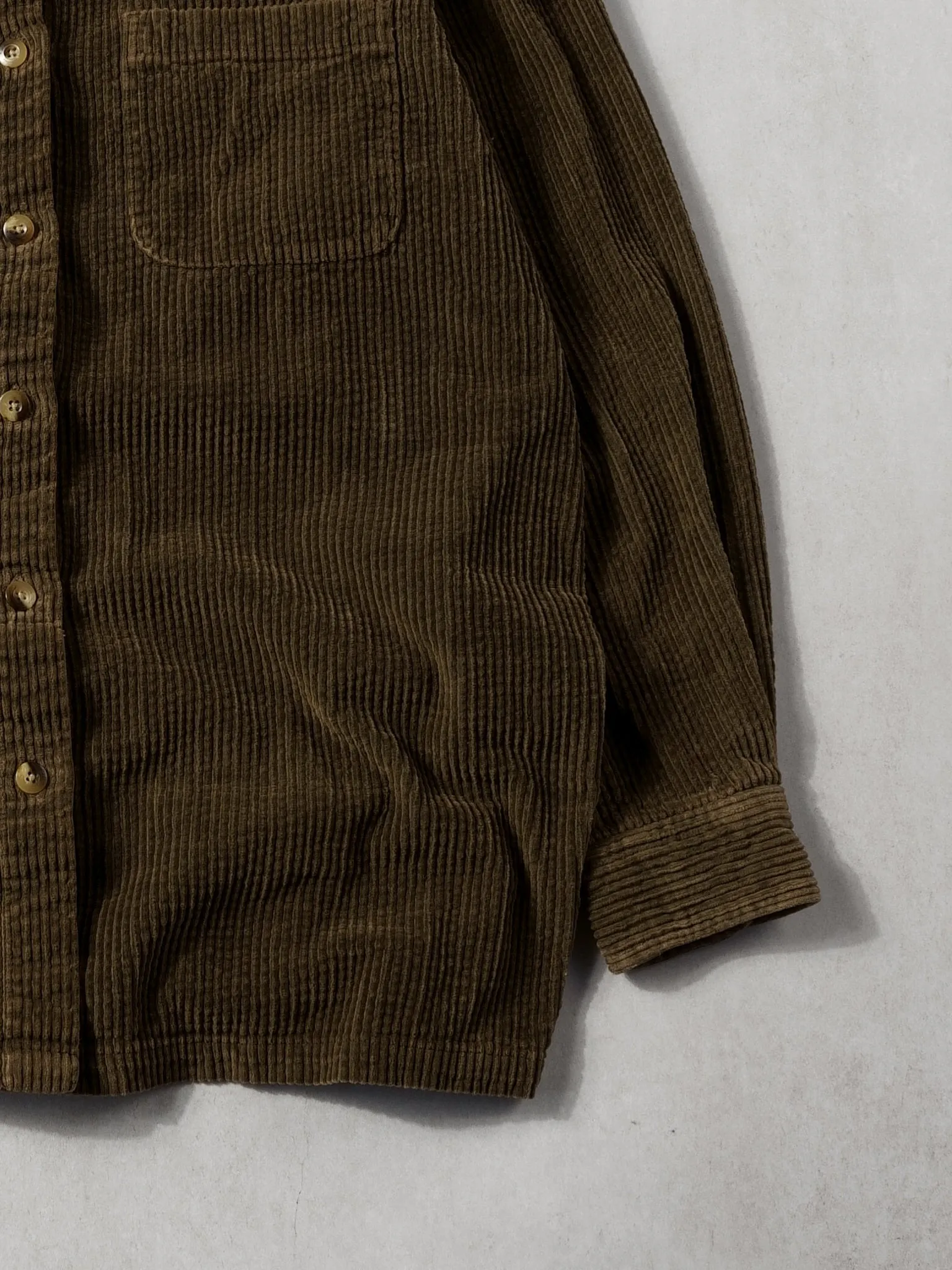 Vintage 90s Brown Corduroy Eddie Bauer Collared Button Up (S/M) sold by Rebalance Vintage product image thumbnail 3