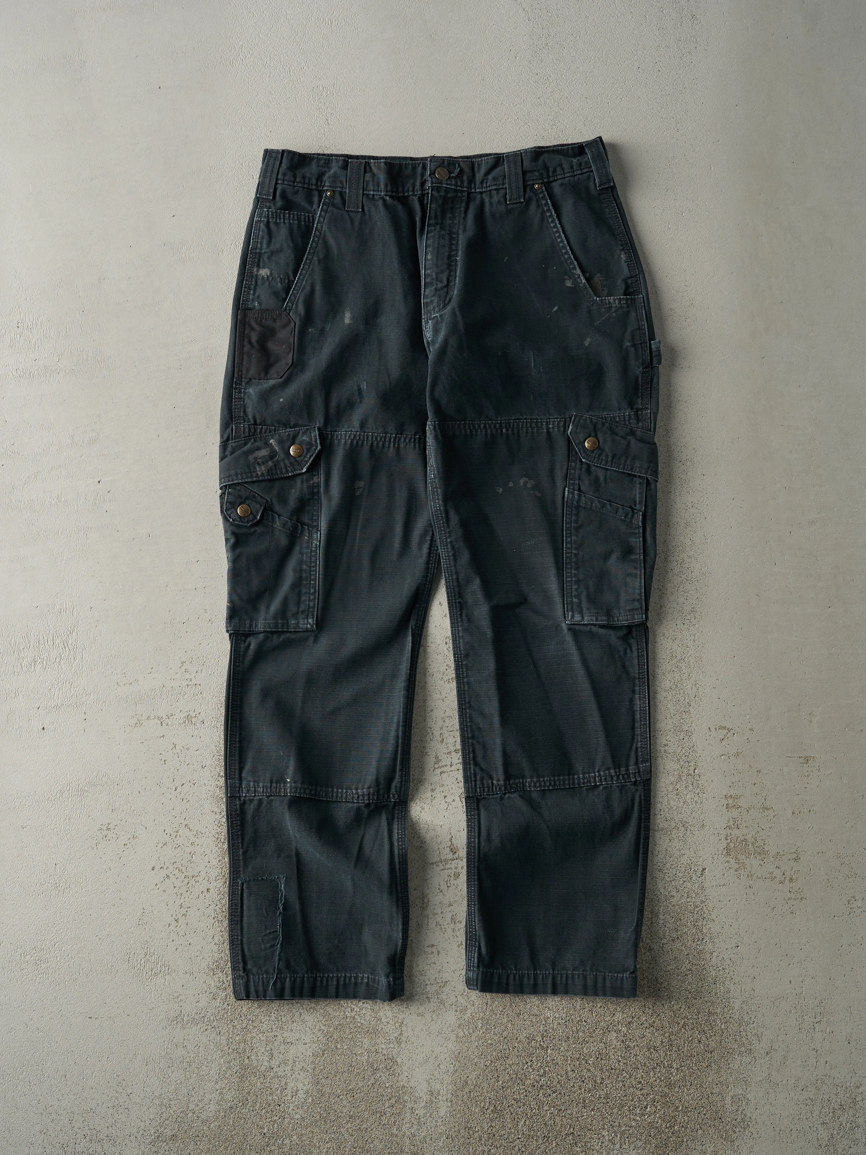Vintage Y2K Black Carhartt Ripstop Double Knee Cargo Carpenter Pants (34x31) sold by Rebalance Vintage