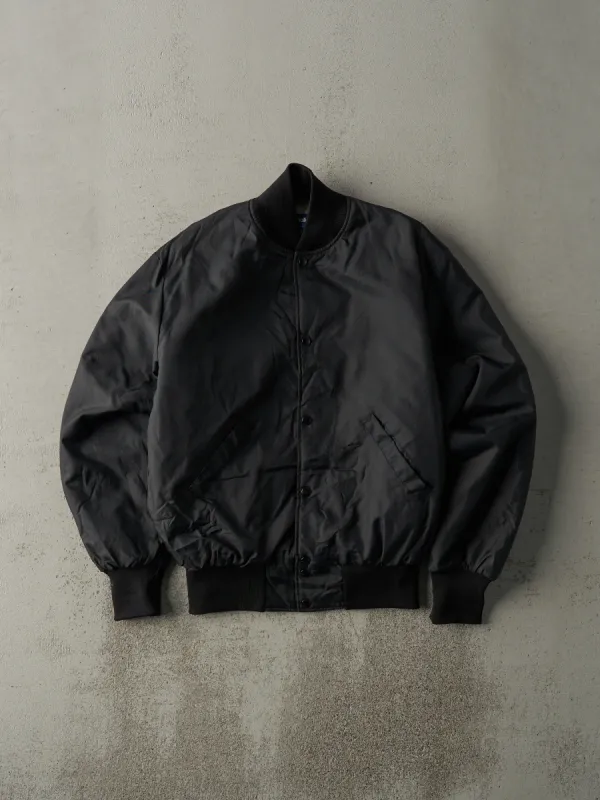 Vintage 80s Faded Black Blank Nylon Bomber (M) sold by Rebalance Vintage